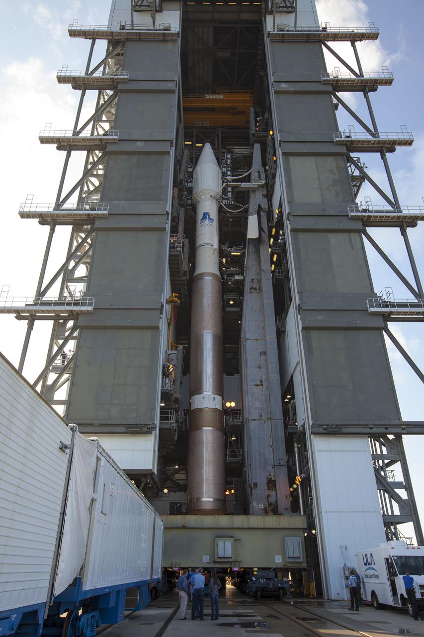 CAPE CANAVERAL, Fla. -- At Cape Canaveral Air Force Station's Space Launch Complex 41, the United Launch Alliance Atlas V rocket set to carry NASA's Tracking and Data Relay Satellite, TDRS-K, begins its move from the Vertical Integration Facility to the launch pad. Liftoff for the TDRS-K is planned for Jan. 30, 2013. The TDRS-K spacecraft is part of the next-generation series in the Tracking and Data Relay Satellite System, a constellation of space-based communication satellites providing tracking, telemetry, command and high-bandwidth data return services. For more information, visit http:__www.nasa.gov_mission_pages_tdrs_index.html Photo credit: NASA_Kim Shiflett