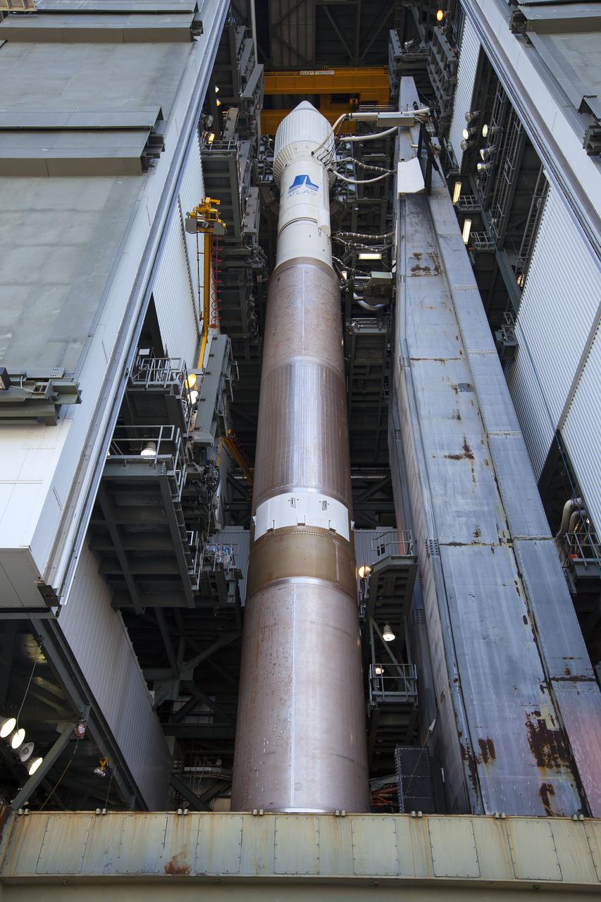 CAPE CANAVERAL, Fla. -- At Cape Canaveral Air Force Station's Space Launch Complex 41, the United Launch Alliance Atlas V rocket set to carry NASA's Tracking and Data Relay Satellite, TDRS-K, begins its move from the Vertical Integration Facility to the launch pad.  Liftoff for the TDRS-K is planned for Jan. 30, 2013. The TDRS-K spacecraft is part of the next-generation series in the Tracking and Data Relay Satellite System, a constellation of space-based communication satellites providing tracking, telemetry, command and high-bandwidth data return services. For more information, visit http:__www.nasa.gov_mission_pages_tdrs_index.html Photo credit: NASA_Kim Shiflett