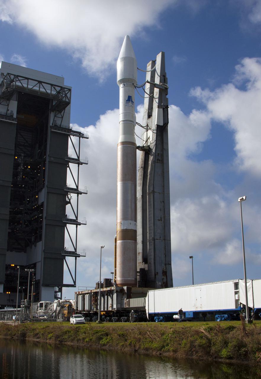 CAPE CANAVERAL, Fla. -- At Cape Canaveral Air Force Station's Space Launch Complex 41, the United Launch Alliance Atlas V rocket set to carry NASA's Tracking and Data Relay Satellite, TDRS-K, moves from the Vertical Integration Facility to the launch pad. Liftoff for the TDRS-K is planned for Jan. 30, 2013. The TDRS-K spacecraft is part of the next-generation series in the Tracking and Data Relay Satellite System, a constellation of space-based communication satellites providing tracking, telemetry, command and high-bandwidth data return services. For more information, visit http:__www.nasa.gov_mission_pages_tdrs_index.html Photo credit: NASA_Kim Shiflett