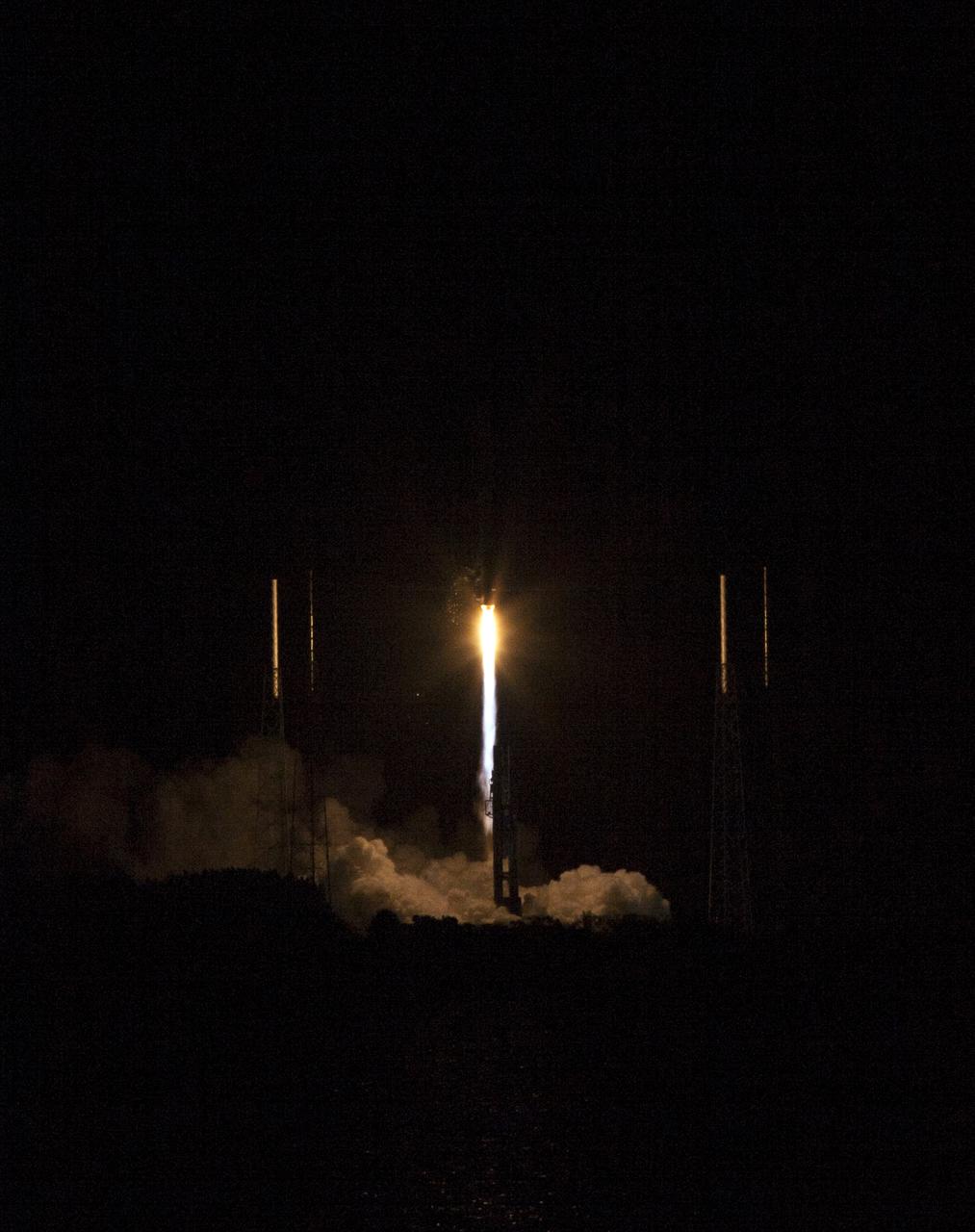 CAPE CANAVERAL, Fla. -- A rumble is heard across the Space Coast as a United Launch Alliance Atlas V 401 rocket lifts off Space Launch Complex 41 on Cape Canaveral Air Force Station in Florida at 8:48 p.m. EST, carrying NASA's Tracking and Data Relay Satellite-K, TDRS-K, to orbit.  The TDRS-K spacecraft is part of the next-generation series in the Tracking and Data Relay Satellite System, a constellation of space-based communication satellites providing tracking, telemetry, command and high-bandwidth data return services. For more information, visit http:__www.nasa.gov_mission_pages_tdrs_index.html.  Photo credit: NASA_Glenn Benson