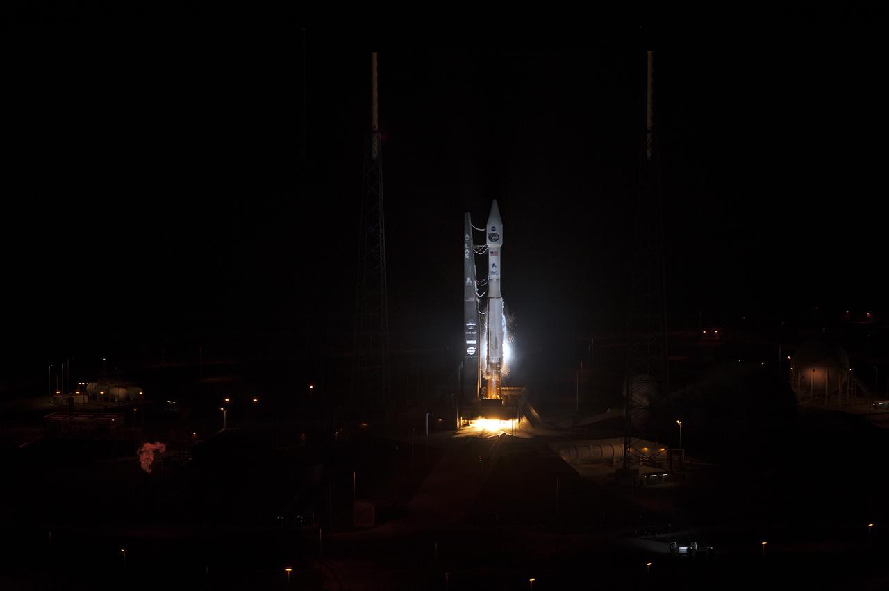 CAPE CANAVERAL, Fla. -- Space Launch Complex 41 on Cape Canaveral Air Force Station in Florida comes alive as the engines ignite under the United Launch Alliance Atlas V 401 rocket, carrying NASA's Tracking and Data Relay Satellite-K, TDRS-K, to orbit.  Liftoff was at 8:48 p.m. EST.   The TDRS-K spacecraft is part of the next-generation series in the Tracking and Data Relay Satellite System, a constellation of space-based communication satellites providing tracking, telemetry, command and high-bandwidth data return services. For more information, visit http:__www.nasa.gov_mission_pages_tdrs_index.html.  Photo credit: NASA_Tony Gray and Don Kight