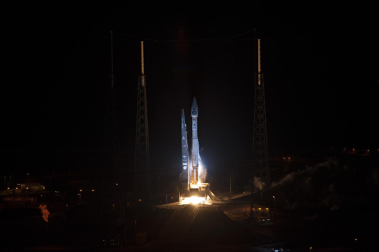 CAPE CANAVERAL, Fla. -- The engines ignite under the United Launch Alliance Atlas V 401 rocket at Space Launch Complex 41 on Cape Canaveral Air Force Station in Florida. NASA's Tracking and Data Relay Satellite-K, TDRS-K, began its journey to orbit at 8:48 p.m. EST.   he TDRS-K spacecraft is part of the next-generation series in the Tracking and Data Relay Satellite System, a constellation of space-based communication satellites providing tracking, telemetry, command and high-bandwidth data return services. For more information, visit http:__www.nasa.gov_mission_pages_tdrs_index.html.  Photo credit: NASA_Tony Gray and Robert Murray