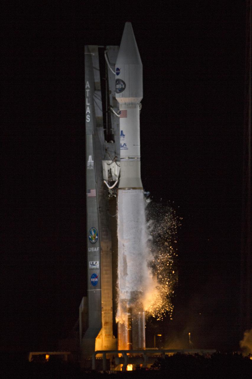 CAPE CANAVERAL, Fla. -- Fireworks begin on Space Launch Complex 41 on Cape Canaveral Air Force Station in Florida as the engines ignite under the United Launch Alliance Atlas V 401 rocket carrying NASA's Tracking and Data Relay Satellite-K, TDRS-K, to orbit. Liftoff was at 8:48 p.m. EST.   The TDRS-K spacecraft is part of the next-generation series in the Tracking and Data Relay Satellite System, a constellation of space-based communication satellites providing tracking, telemetry, command and high-bandwidth data return services. For more information, visit http:__www.nasa.gov_mission_pages_tdrs_index.html.  Photo credit: NASA_George Roberts