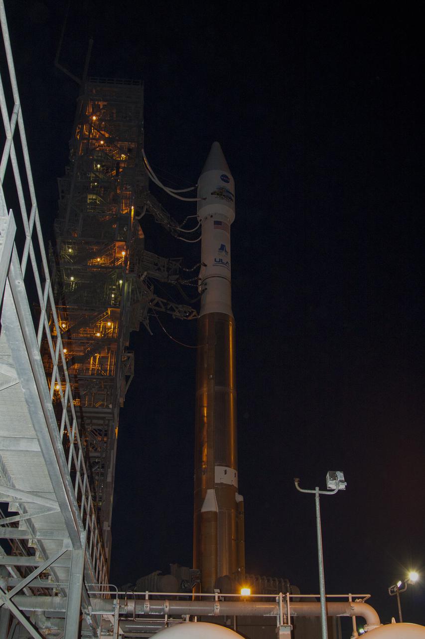 VANDENBERG AFB, Calif. -- At Vandenberg Air Force Base, Calif., NASA's Landsat Data Continuity Mission, or LDCM, satellite is mounted atop a United Launch Alliance Atlas V rocket poised for launch at Space Launch Complex 3E.   The Landsat Data Continuity Mission LDCM is the future of Landsat satellites. It will continue to obtain valuable data and imagery to be used in agriculture, education, business, science, and government. The Landsat Program provides repetitive acquisition of high resolution multispectral data of the Earth's surface on a global basis. The data from the Landsat spacecraft constitute the longest record of the Earth's continental surfaces as seen from space. It is a record unmatched in quality, detail, coverage, and value. Liftoff is planned for Feb. 11, 2013 aboard a United Launch Alliance Atlas V rocket. For more information, visit: http:__www.nasa.gov_mission_pages_landsat_main_index.html Photo credit: NASA_Kim Shiflett