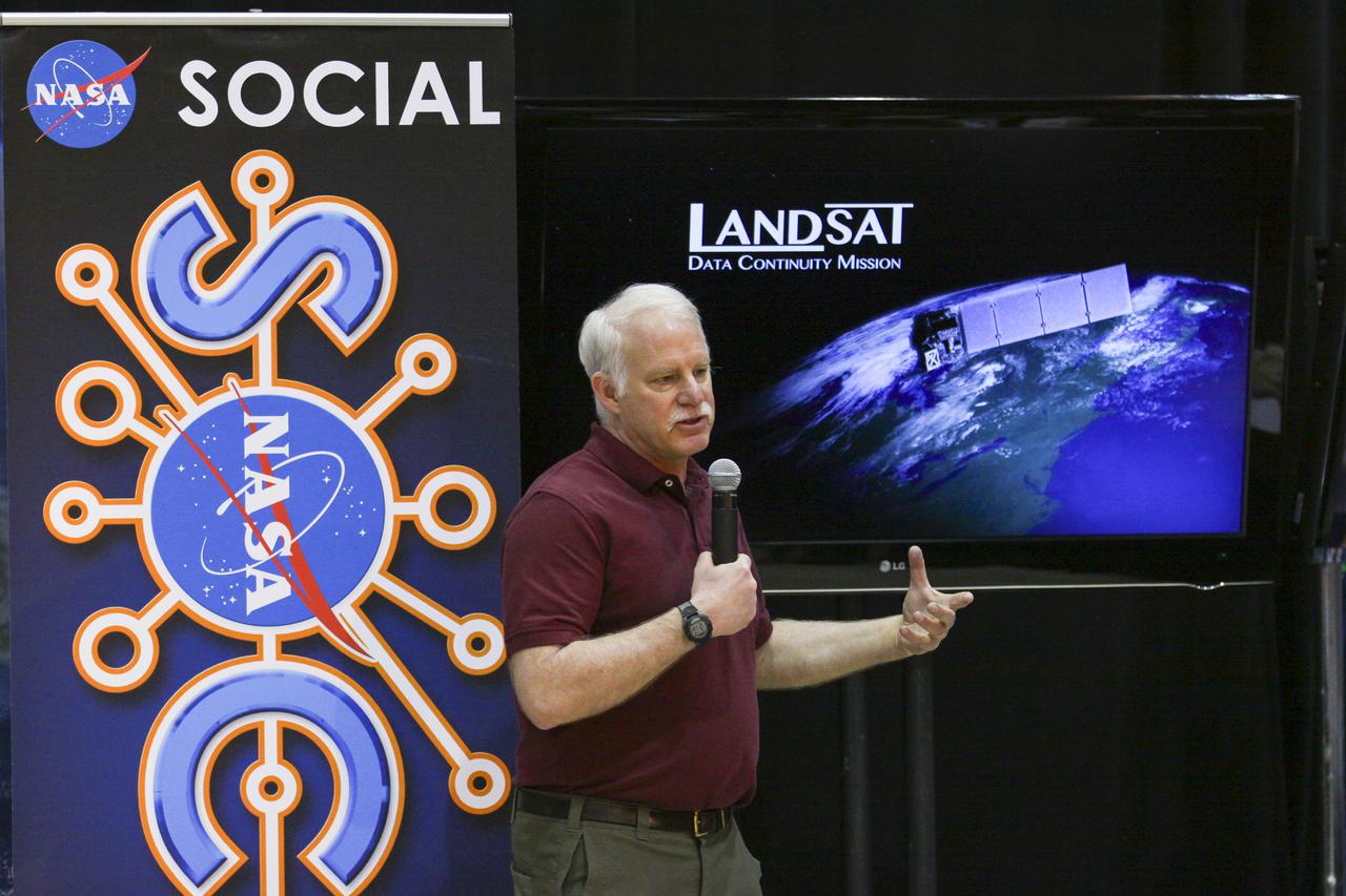 VANDENBERG AFB, Calif. -- Dr. Jim Irons, Landsat Data Continuity Mission project scientist from NASA's Goddard Space Flight Center, speaks to NASA social media followers at Vandenberg Air Force Base, Calif., prior to the launch of the LDCM satellite. The Landsat Data Continuity Mission LDCM is the future of Landsat satellites. It will continue to obtain valuable data and imagery to be used in agriculture, education, business, science, and government. The Landsat Program provides repetitive acquisition of high resolution multispectral data of the Earth's surface on a global basis. The data from the Landsat spacecraft constitute the longest record of the Earth's continental surfaces as seen from space. It is a record unmatched in quality, detail, coverage, and value. Liftoff is planned for Feb. 11, 2013 aboard a United Launch Alliance Atlas V rocket. For more information, visit: http:__www.nasa.gov_mission_pages_landsat_main_index.html Photo credit: NASA_Kim Shiflett