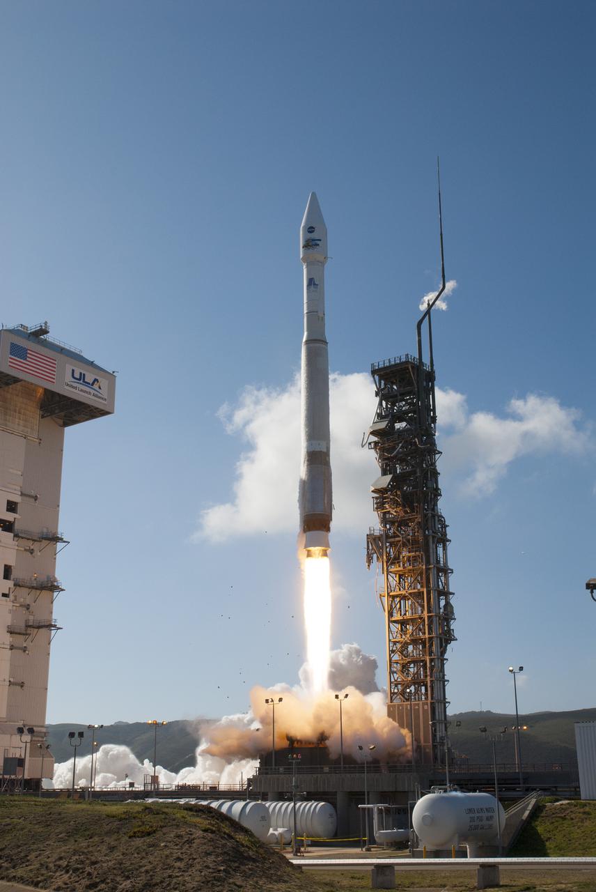 VANDENBERG AFB, Calif. -- The Landsat Data Continuity Mission spacecraft lifts off at 1:02 p.m. EST, 10:02 a.m. PST) atop a United Launch Alliance Atlas V rocket from Space Launch Complex 3 at California's Vandenberg Air Force Base.   The Landsat Data Continuity Mission LDCM is the future of Landsat satellites. It will continue to obtain valuable data and imagery to be used in agriculture, education, business, science, and government. The Landsat Program provides repetitive acquisition of high resolution multispectral data of the Earth's surface on a global basis. The data from the Landsat spacecraft constitute the longest record of the Earth's continental surfaces as seen from space. It is a record unmatched in quality, detail, coverage, and value. For more information, visit: http:__www.nasa.gov_mission_pages_landsat_main_index.html Photo credit: NASA_Kim Shiflett