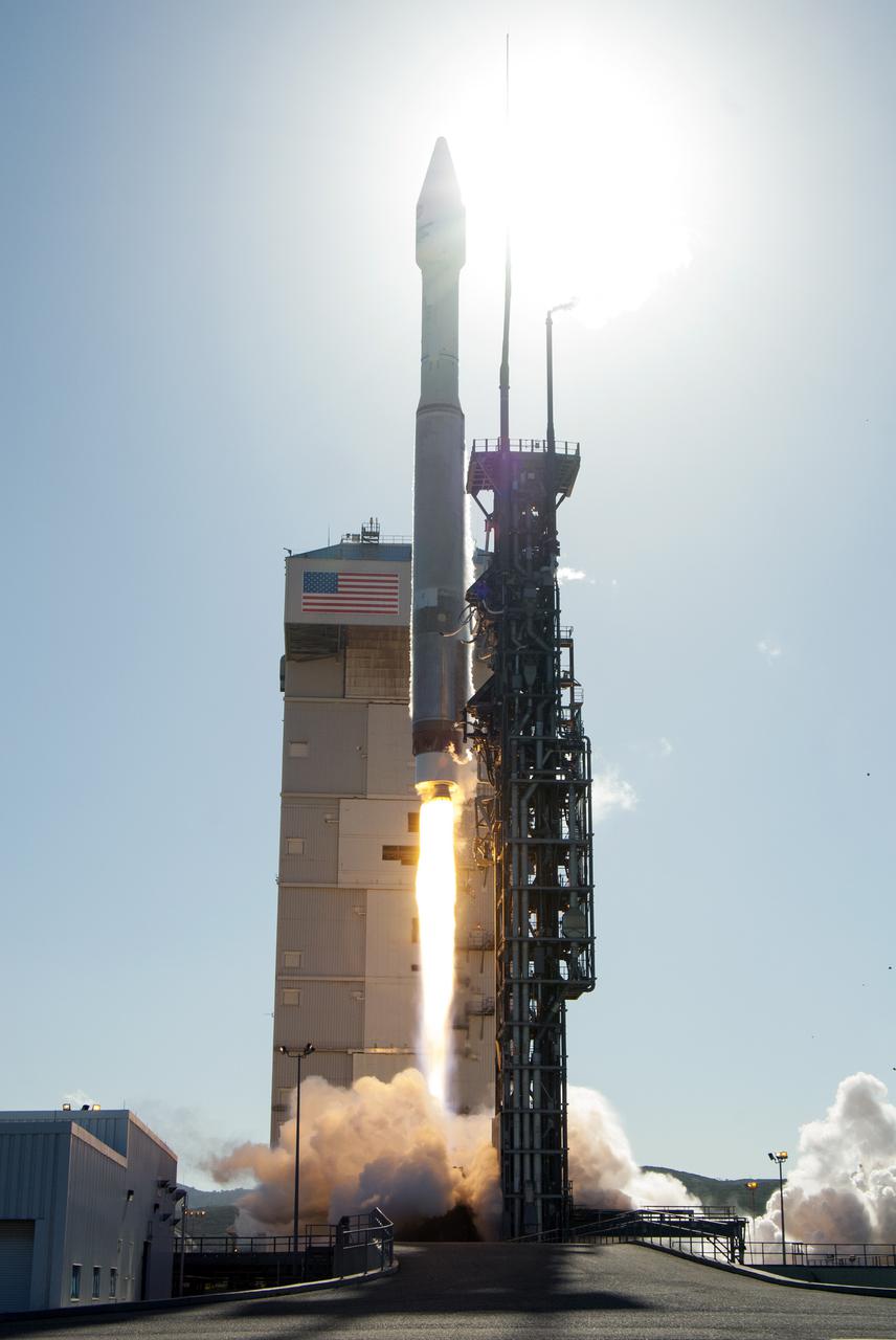 VANDENBERG AFB, Calif. -- The Landsat Data Continuity Mission spacecraft lifts off at 1:02 p.m. EST, 10:02 a.m. PST) atop a United Launch Alliance Atlas V rocket from Space Launch Complex 3 at California's Vandenberg Air Force Base.   The Landsat Data Continuity Mission LDCM is the future of Landsat satellites. It will continue to obtain valuable data and imagery to be used in agriculture, education, business, science, and government. The Landsat Program provides repetitive acquisition of high resolution multispectral data of the Earth's surface on a global basis. The data from the Landsat spacecraft constitute the longest record of the Earth's continental surfaces as seen from space. It is a record unmatched in quality, detail, coverage, and value. For more information, visit: http:__www.nasa.gov_mission_pages_landsat_main_index.html Photo credit: NASA_Kim Shiflett