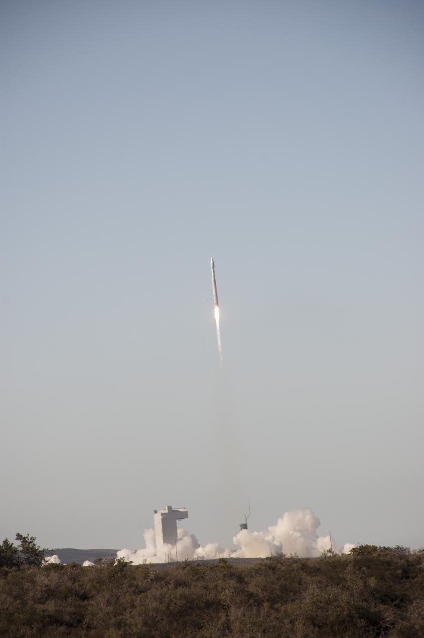 VANDENBERG AFB, Calif. -- The Landsat Data Continuity Mission spacecraft lifts off at 1:02 p.m. EST, 10:02 a.m. PST) atop a United Launch Alliance Atlas V rocket from Space Launch Complex 3 at California's Vandenberg Air Force Base.   The Landsat Data Continuity Mission LDCM is the future of Landsat satellites. It will continue to obtain valuable data and imagery to be used in agriculture, education, business, science, and government. The Landsat Program provides repetitive acquisition of high resolution multispectral data of the Earth's surface on a global basis. The data from the Landsat spacecraft constitute the longest record of the Earth's continental surfaces as seen from space. It is a record unmatched in quality, detail, coverage, and value. For more information, visit: http:__www.nasa.gov_mission_pages_landsat_main_index.html Photo credit: NASA_Ben Smegelsky