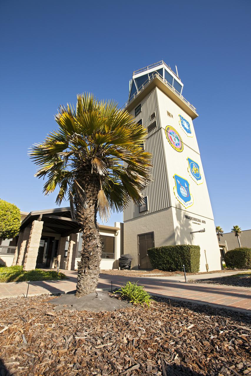 VANDENBERG AFB, Calif. -- The air traffic control tower for the 30th Space Wing air field at Vandenberg Air Force Base in California.   Vandenberg Air Force Base has a mission of placing satellites into polar orbit from the West Coast, using expendable boosters such as the Pegasus, Taurus, Minotaur, Atlas V and Delta IV. Photo credit: NASA_Cory Huston