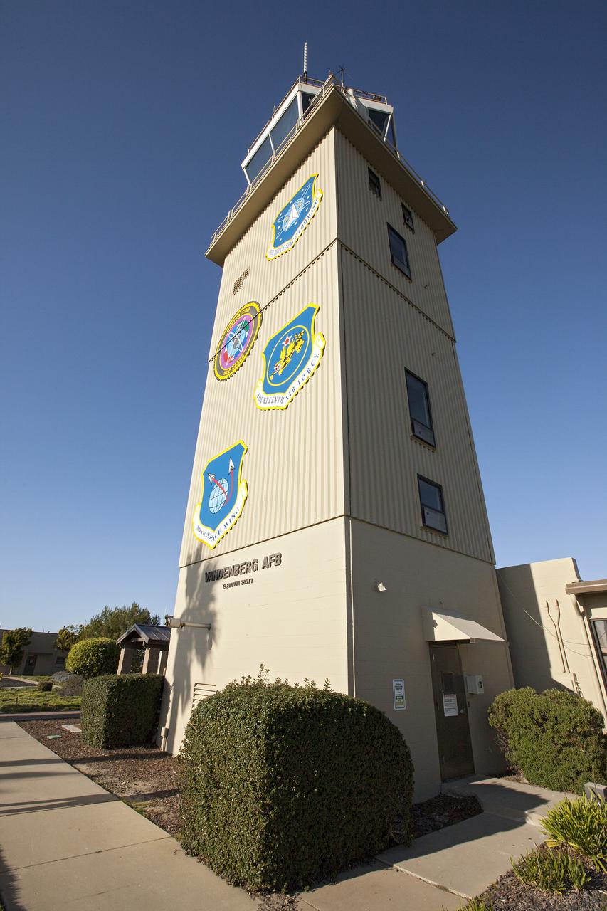 VANDENBERG AFB, Calif. -- The air traffic control tower for the 30th Space Wing air field at Vandenberg Air Force Base in California.   Vandenberg Air Force Base has a mission of placing satellites into polar orbit from the West Coast, using expendable boosters such as the Pegasus, Taurus, Minotaur, Atlas V and Delta IV. Photo credit: NASA_Cory Huston