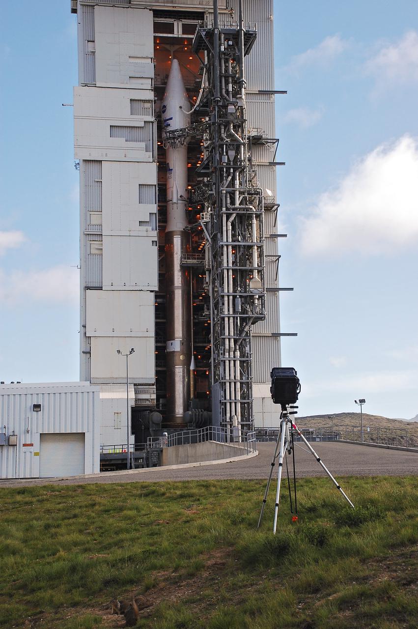 VANDENBERG AFB, Calif. – A pair of squirrels look around near the launch site of a United Launch Alliance Atlas V rocket carrying the Landsat Data Continuity Mission spacecraft from Vandenberg Air Force Base in California. Photo credit: NASA_Ben Smegelsky