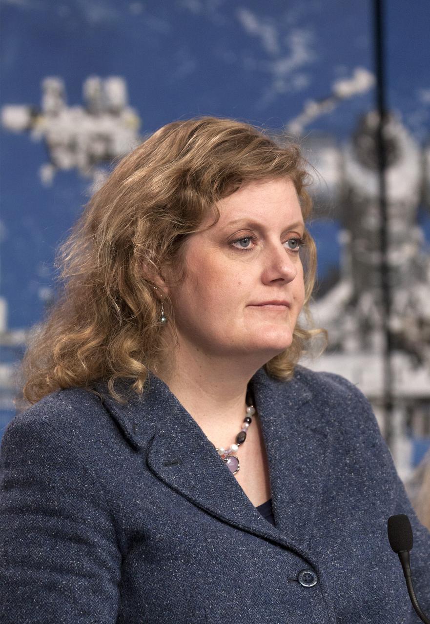 CAPE CANAVERAL, Fla. - Media attending a pre-launch news conference at the Kennedy Space Center, Fla. heard from Julie Robinson, NASA program scientist for the International Space Station.   Scheduled for launch March 1 atop a Falcon 9 rocket, the SpaceX Dragon capsule will be making its third trip to the space station. The mission is the second of 12 SpaceX flights contracted by NASA to resupply the orbiting laboratory. For more information, visit http:__www.nasa.gov_mission_pages_station_structure_launch_spacex2-feature.html Photo credit: NASA_Kim Shiflett