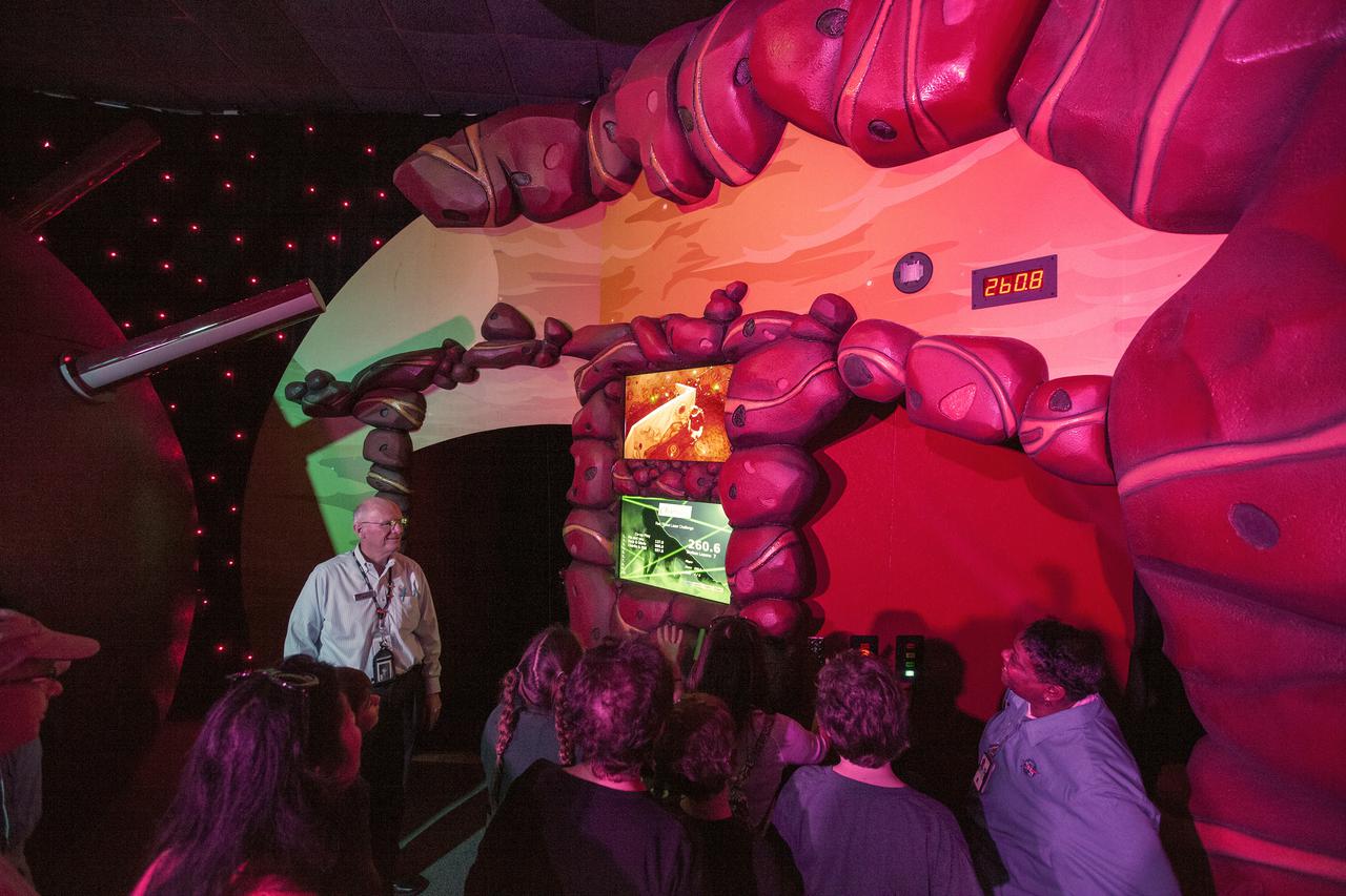 CAPE CANAVERAL, Fla. -- At NASA’s Kennedy Space Center Visitor Complex in Florida, children try out some of the interactive exhibits inside the new Angry Birds Space Encounter after the grand opening ceremony for the new attraction.     Finland-based Rovio Entertainment, the creator of the Angry Birds Space game, partnered with Kennedy Space Center to bring the beloved characters to life. It is the first Angry Birds interactive exhibit in the United States designed for people of all ages. The 4,485-square-foot facility hosts the space adventures of the Angry Birds as they travel into an intergalactic wormhole, come face-to-face with Space Pigs and discover heroic superpowers. Six interactive stations are designed to encourage children in science, technology, engineering and mathematics fields of study. Photo credit: NASA_Kim Shiflett