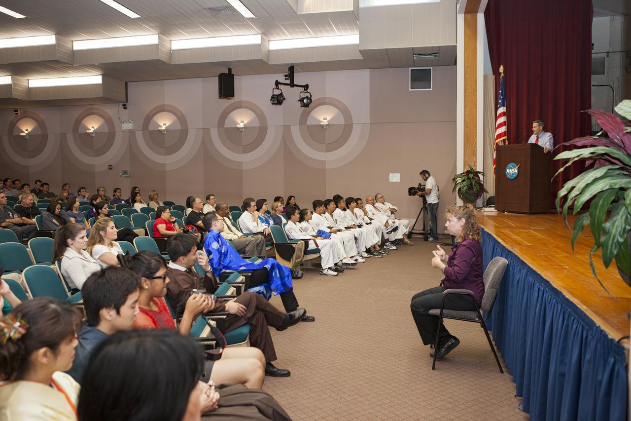 CAPE CANAVERAL, Fla. – Kennedy Center Director Bob Cabana addresses workers during  the Asian-Pacific American Heritage Month celebration on May 23 at the KSC Training Auditorium. The Asian-Pacific American Connection APAC, an employee resource group at KSC, hosted an Asian-Pacific American Heritage Month celebration, 'Building Leadership: Embracing Cultural Values and Inclusion.' APAC is an employee resource group at KSC. Photo credit: NASA_Kim Shiflett
