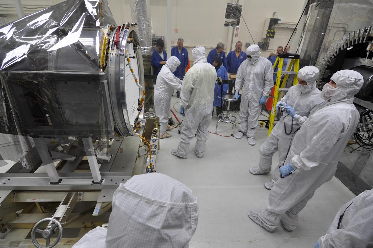 VANDENBERG AFB, Calif. – Engineers prepare to connect NASA's IRIS spacecraft to the nose of an Orbital Sciences Pegasus XL rocket that will lift the solar observatory into orbit in June. The work is taking place in a hangar at Vandenberg Air Force Base where IRIS, short for Interface Region Imaging Spectrograph, is being prepared for launch on a Pegasus XL rocket. Scheduled for launch from Vandenberg no earlier than June 26, 2013, IRIS will open a new window of discovery by tracing the flow of energy and plasma through the chromospheres and transition region into the sun’s corona using spectrometry and imaging. IRIS fills a crucial gap in our ability to advance studies of the sun-to-Earth connection by tracing the flow of energy and plasma through the foundation of the corona and the region around the sun known as the heliosphere. Photo credit: NASA_Randy Beaudoin