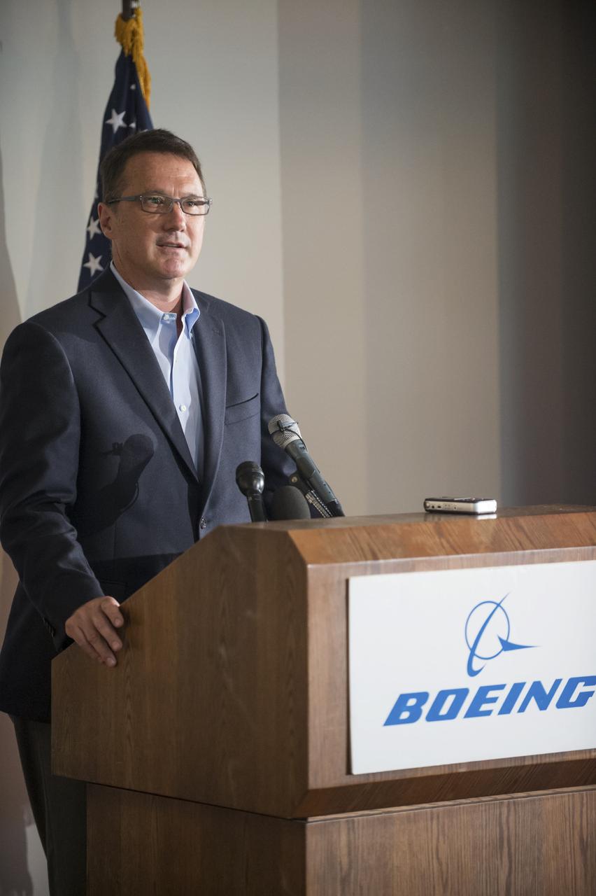Crew Commercial Office's PAO activities for Boeing's rollout of their CST-100 capsule - "First Look" Media Event.  Photo Date: July 22, 2013.  Location: Boeing - Houston Product Support Center.  Photographer: Robert Markowitz
