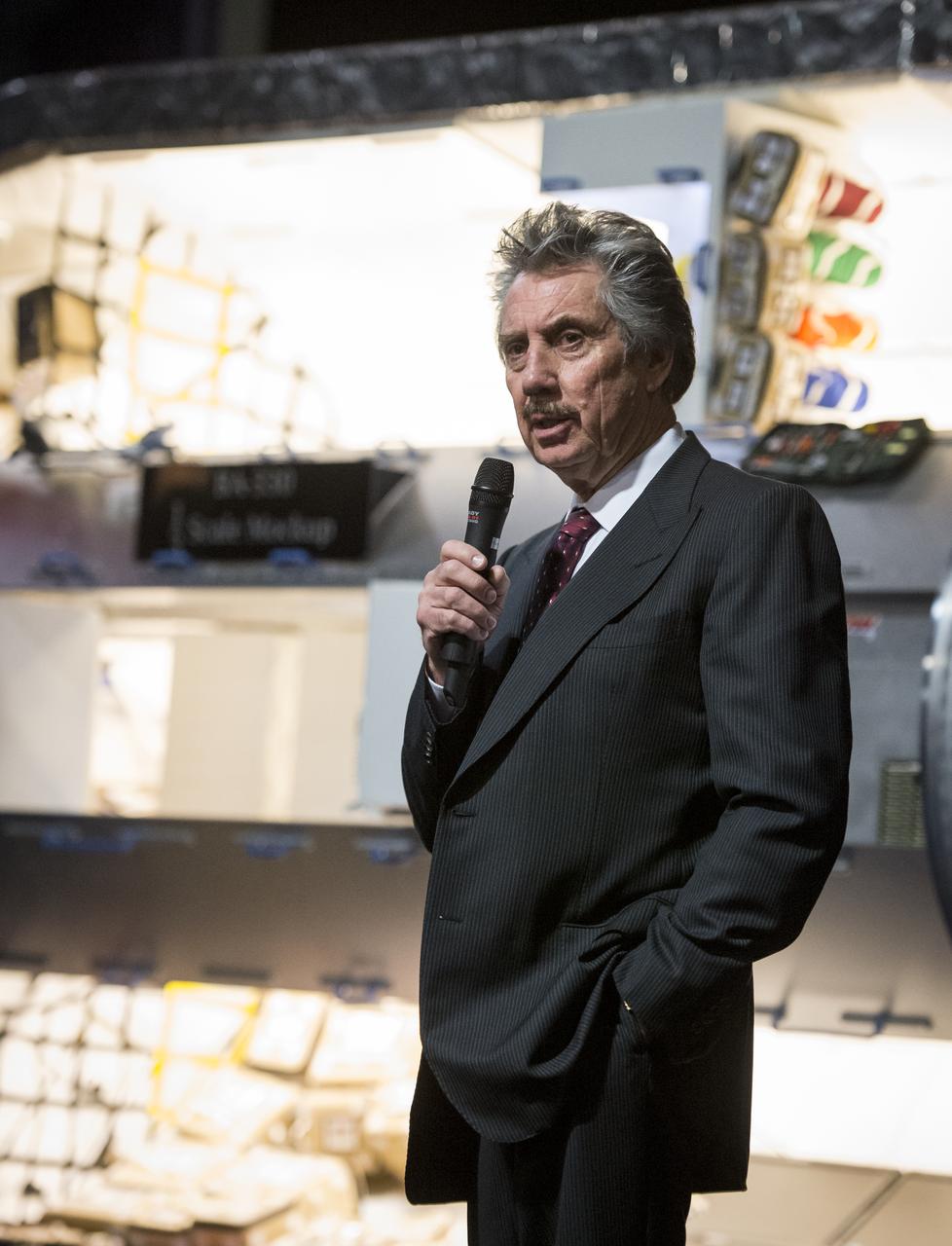 President and founder of Bigelow Aerospace Robert T. Bigelow, talks during a media briefing where he and NASA Deputy Administrator Lori Garver discussed their $17.8 million contract to provide a Bigelow Expandable Activity Module (BEAM) to the International Space Station to test expandable space habitat technology, Wednesday, Jan. 16, 2013 at Bigelow Aerospace in Las Vegas. BEAM is scheduled to arrive at the space station in 2015 for a two-year technology demonstration. Photo Credit: (NASA/Bill Ingalls)