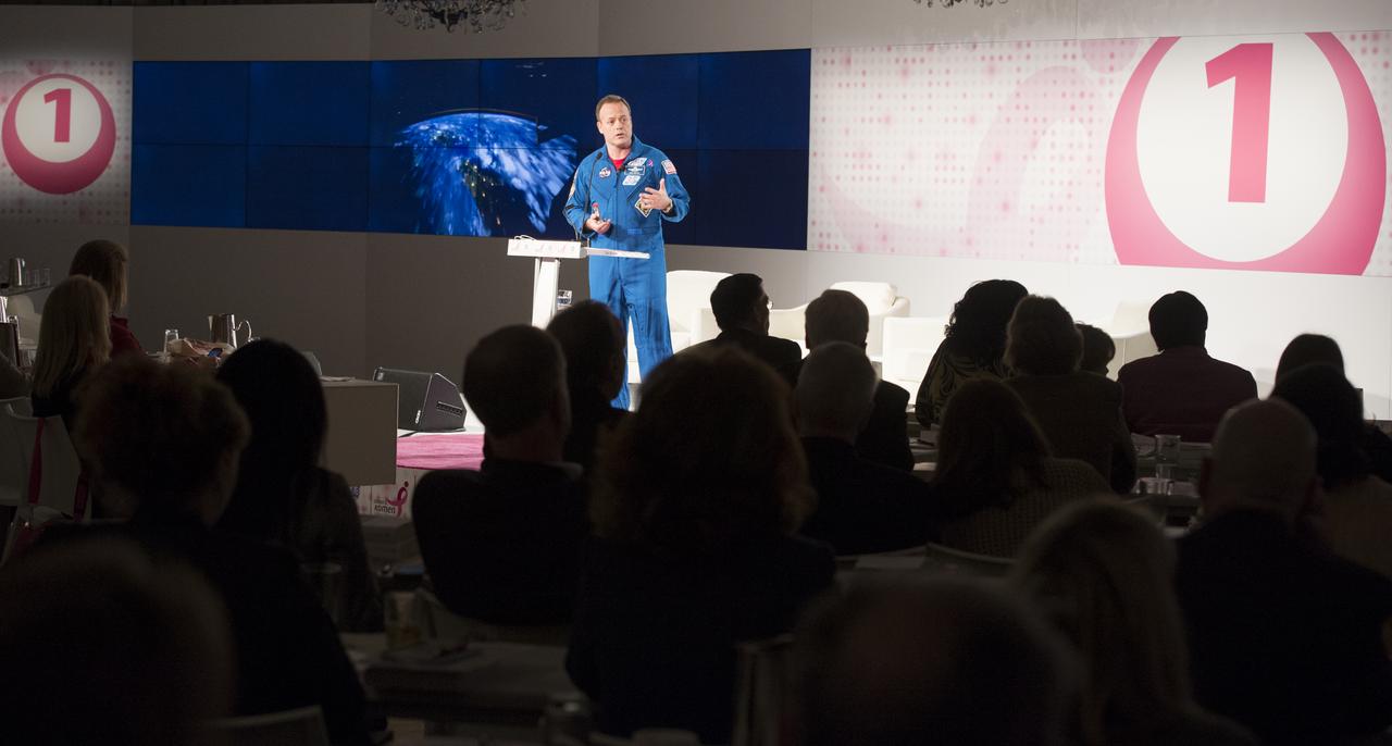 NASA astronaut Ron Garan gives a keynote address at the Susan G. Komen International Global Women's Cancer Summit, held on World Cancer Day, Monday, February 4, 2013 in Washington, D.C.  Attendees include world leaders in health and women’s cancers, experts in technology and innovation; government leaders, private sector and industry leaders, members of the global health community, media and representatives from community-level organizations.  Photo Credit: (NASA/Carla Cioffi)