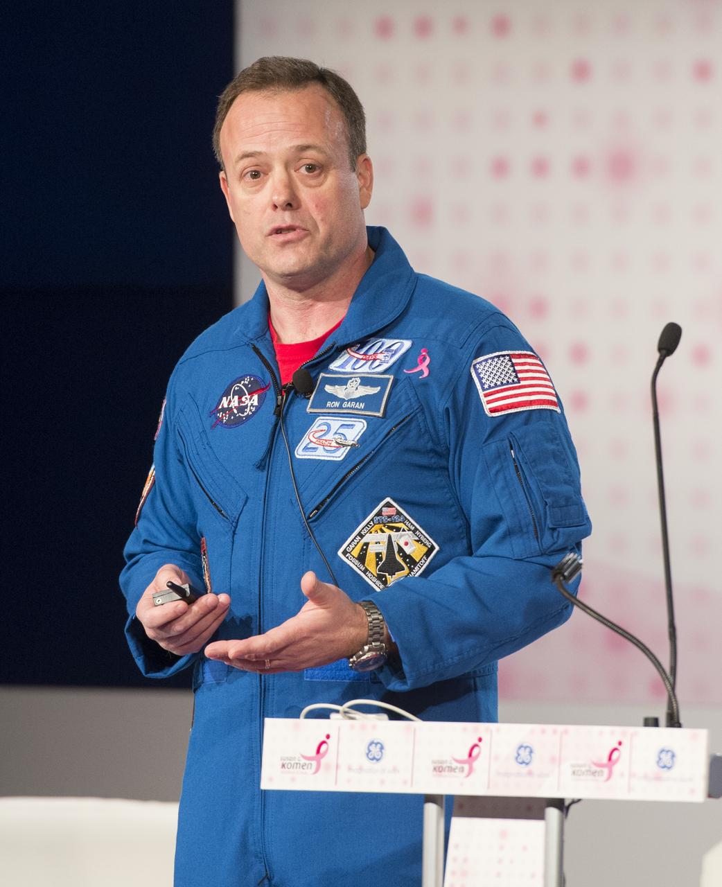 NASA astronaut Ron Garan gives a keynote address at the Susan G. Komen International Global Women's Cancer Summit, held on World Cancer Day, Monday, February 4, 2013 in Washington, D.C.  Attendees include world leaders in health and women’s cancers, experts in technology and innovation; government leaders, private sector and industry leaders, members of the global health community, media and representatives from community-level organizations.  Photo Credit: (NASA/Carla Cioffi)