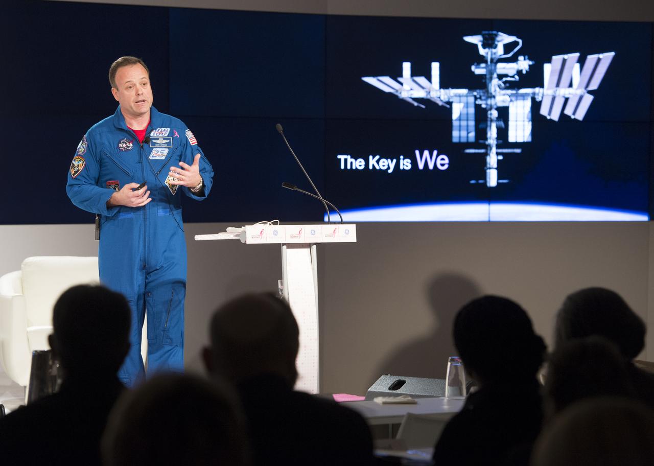 NASA astronaut Ron Garan gives a keynote address at the Susan G. Komen International Global Women's Cancer Summit, held on World Cancer Day, Monday, February 4, 2013 in Washington, D.C.  Attendees include world leaders in health and women’s cancers, experts in technology and innovation; government leaders, private sector and industry leaders, members of the global health community, media and representatives from community-level organizations.  Photo Credit: (NASA/Carla Cioffi)