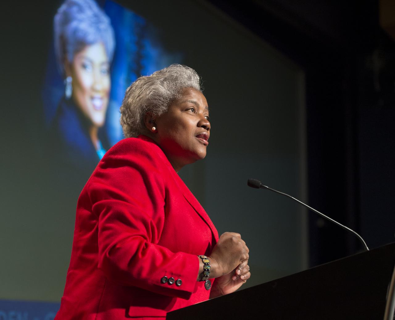 Donna Brazile, adjunct professor at Georgetown University, syndicated newspaper columnist and vice chair of voter registration and participation at the Democratic National Committee (DNC), gives the keynote speech at a program celebrating National Women's History Month at NASA Headquarters, Thursday, March 14, 2013 in Washington.  The theme of this year's program was "Women Inspiring Innovation Through Imagination."   The program was sponsored by the HQ Equal Opportunity and Diversity Management Division at NASA Headquarters and commemorates the 100th Anniversary of the Women's Suffrage March on Washington.  Photo Credit:  (NASA/Carla Cioffi)