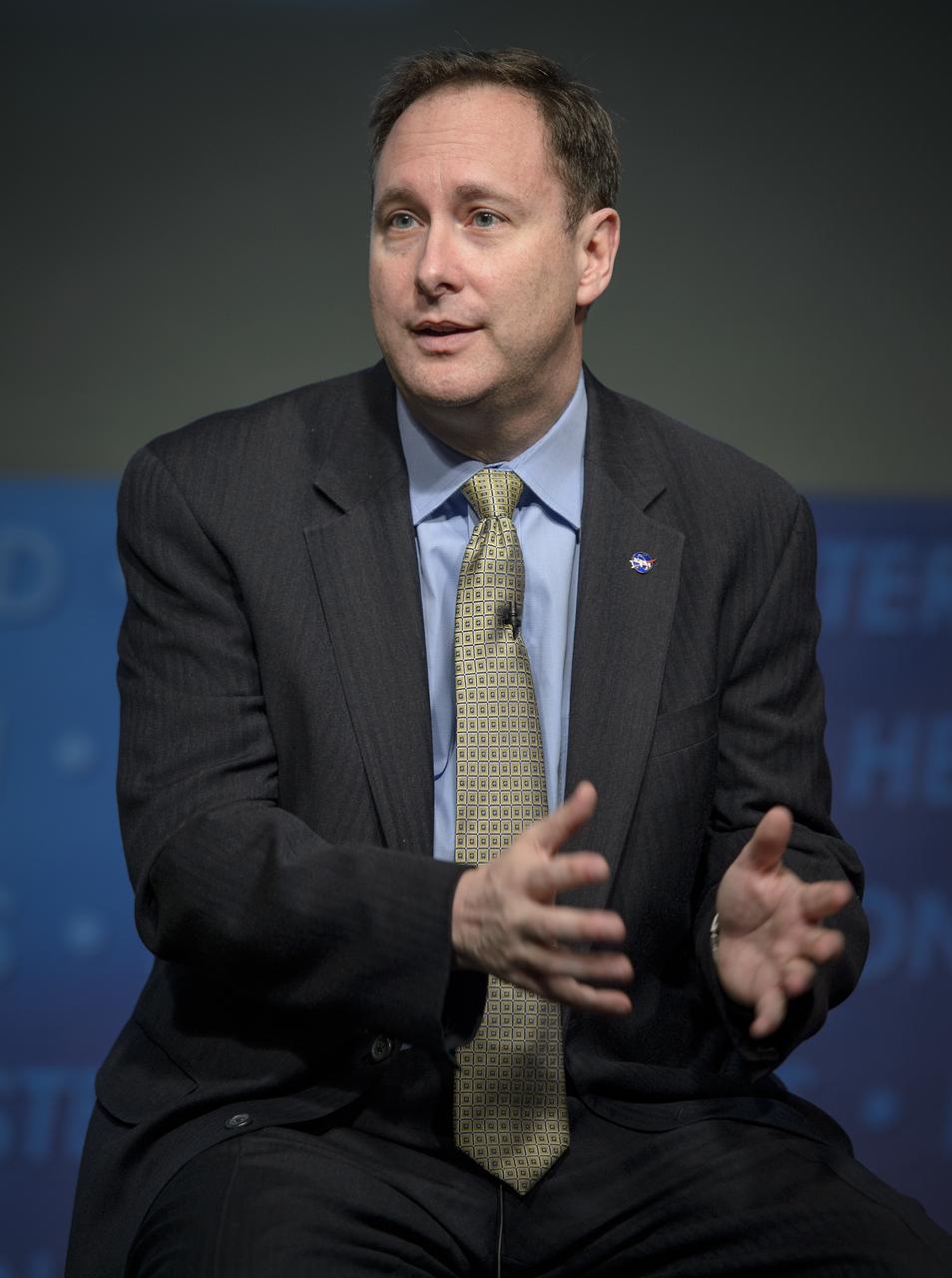 NASA Associate Administrator Robert Lightfoot discusses details of the fiscal year 2014 budget request in an agency-wide all hands meeting televised from NASA Headquarters on Wednesday, April 10, 2013 in Washington. Photo Credit: (NASA/Bill Ingalls)