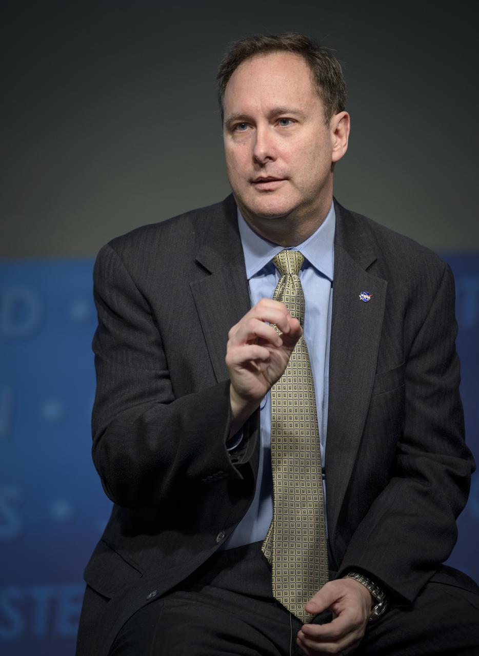 NASA Associate Administrator Robert Lightfoot discusses details of the fiscal year 2014 budget request in an agency-wide all hands meeting televised from NASA Headquarters on Wednesday, April 10, 2013 in Washington. Photo Credit: (NASA/Bill Ingalls)