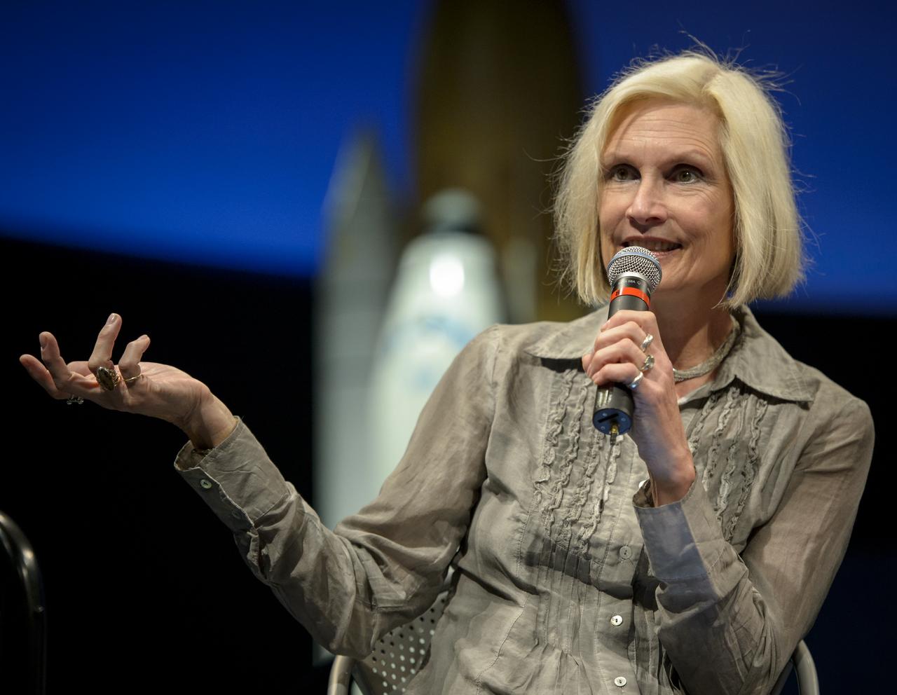 Linda Billings, research professor, Media and Public Affairs, The George Washington University shares her thoughts during a program titled "Sally Ride: How Her Historic Space Mission Opened Doors for Women in Science" held on Friday, May 17, 2013 at the National Air and Space Museum in Washington.  Photo Credit: (NASA/Bill Ingalls)