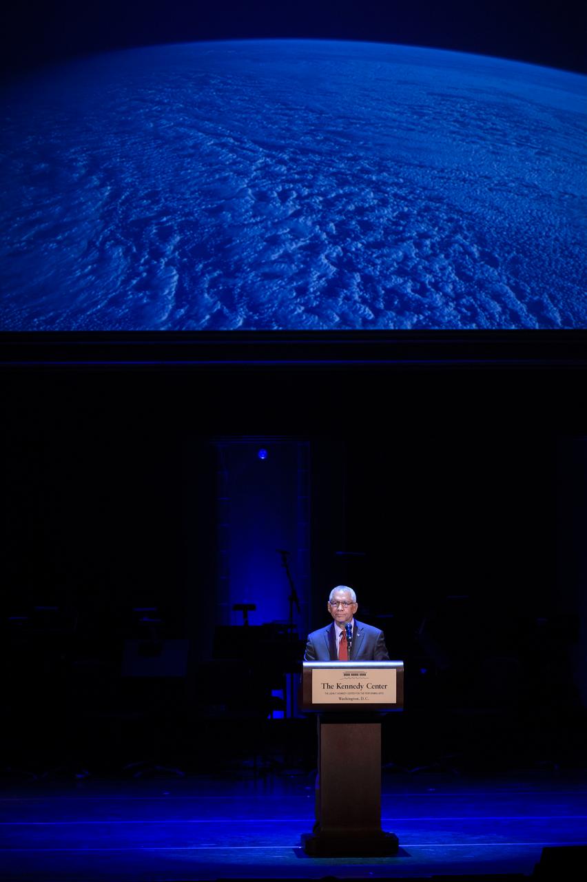 NASA Administrator Charles Bolden announces during a National Tribute to Sally Ride that NASA is recognizing Ride, first American woman in space, by renaming a camera aboard the International Space Station the Sally Ride EarthKAM and that President Obama will award a posthumous Presidential Medal of Freedom to Dr. Sally Ride at the John F. Kennedy Center for the Performing Arts, Monday, May 20, 2013 in Washington. Photo Credit: (NASA/Bill Ingalls)