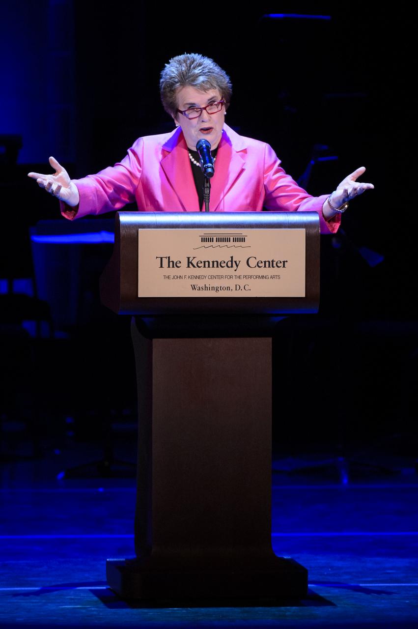 Tennis legend and champion for change Billie Jean King talks of inspiration role models during the National Tribute to Sally Ride at the John F. Kennedy Center for the Performing Arts, Monday, May 20, 2013 in Washington. Photo Credit: (NASA/Bill Ingalls)