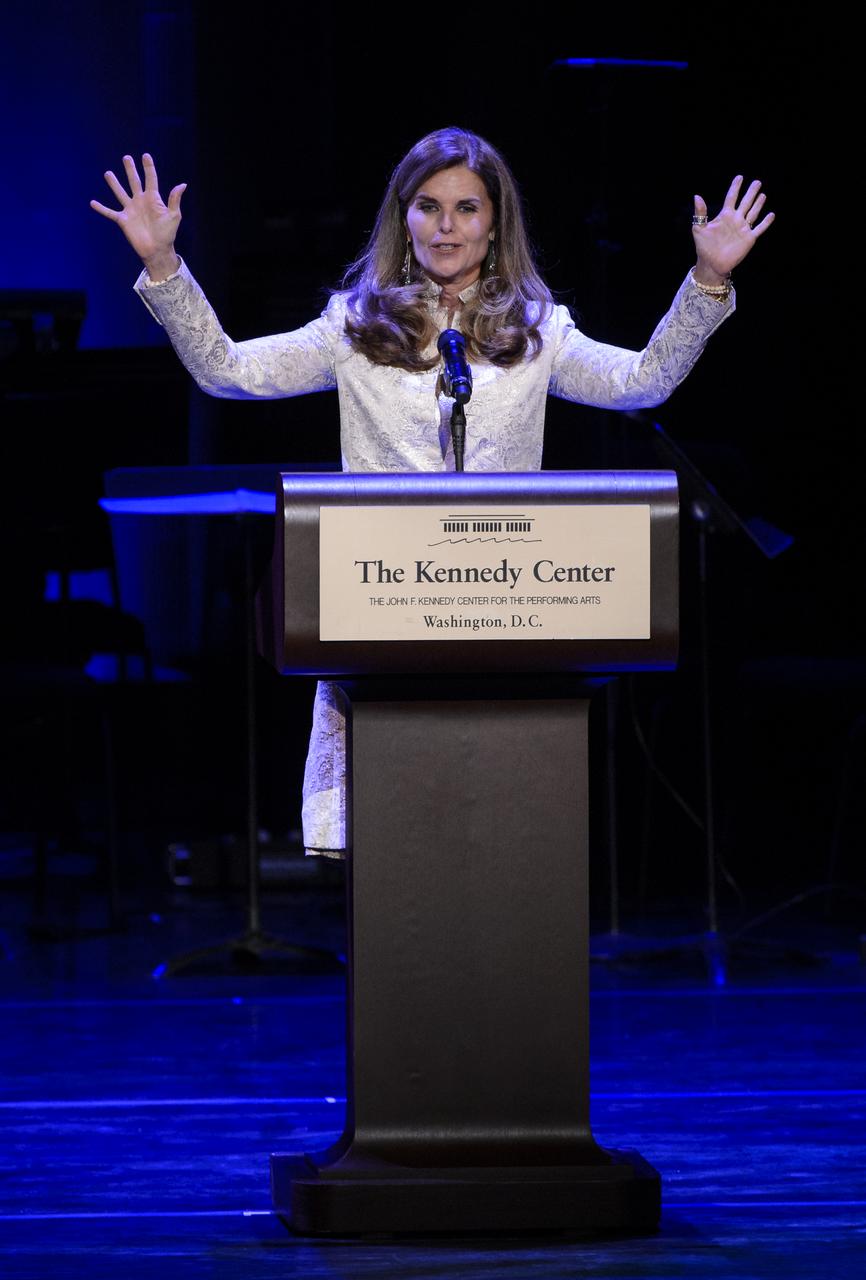 Journalist and former First Lady of California Maria Shriver talks prior to reading the poem "The Summer Day" by Mary Oliver during the National Tribute to Sally Ride at the John F. Kennedy Center for the Performing Arts, Monday, May 20, 2013 in Washington. Photo Credit: (NASA/Bill Ingalls)