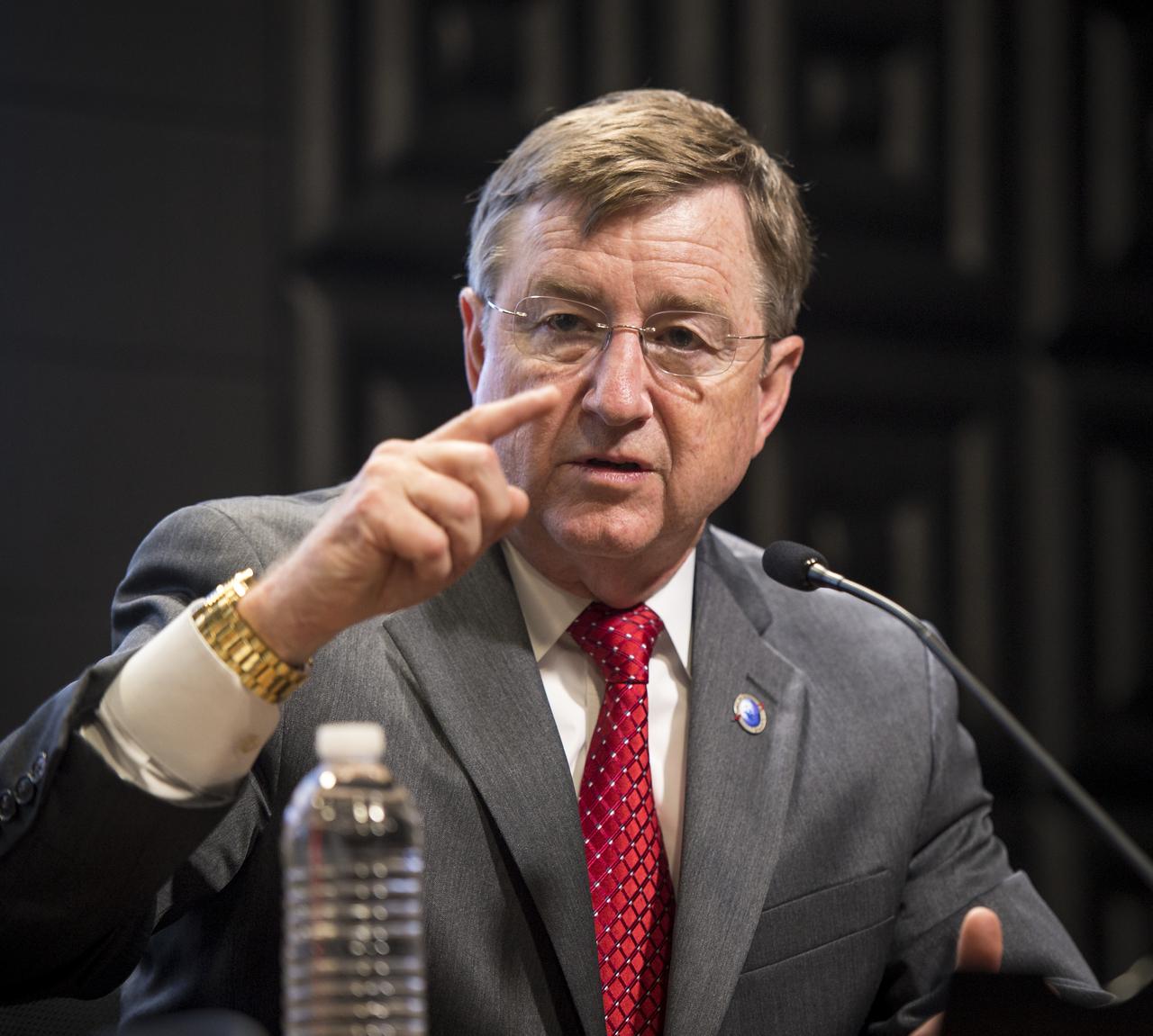 Frank Culbertson, executive vice president, Orbital Sciences Corporation, talks during a press conference held after the successful launch of the Antares rocket, with the Cygnus cargo spacecraft aboard, Wednesday, Sept. 18, 2013, NASA Wallops Flight Facility, Virginia. Cygnus is on its way to rendezvous with the space station. The spacecraft will deliver about 1,300 pounds (589 kilograms) of cargo, including food and clothing, to the Expedition 37 crew. Photo Credit: (NASA/Bill Ingalls)