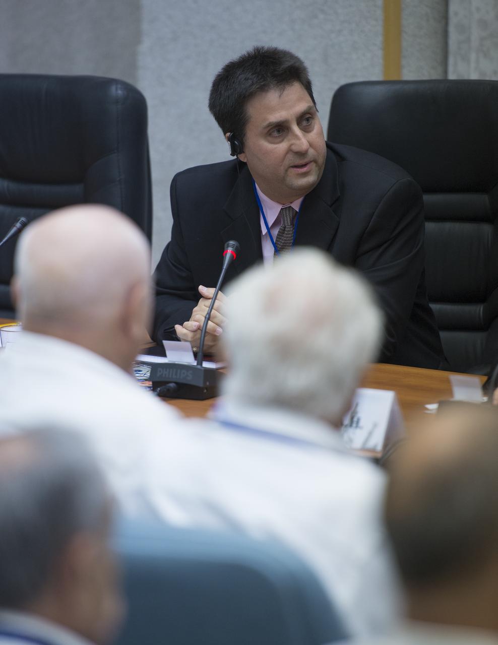 Joel Montalbano, NASA Deputy International Space Station (ISS) Program Manager, during the State Commission meeting to approve the Soyuz launch of Expedition 37 Soyuz Commander Oleg Kotov of the Russian Federal Space Agency (Roscosmos), Flight Engineers Michael Hopkins of NASA and Sergey Ryazanskiy of Russia at the Cosmonaut Hotel, Tuesday, Sept. 24, 2013, in Kazakhstan.  Photo Credit: (NASA/Carla Cioffi)