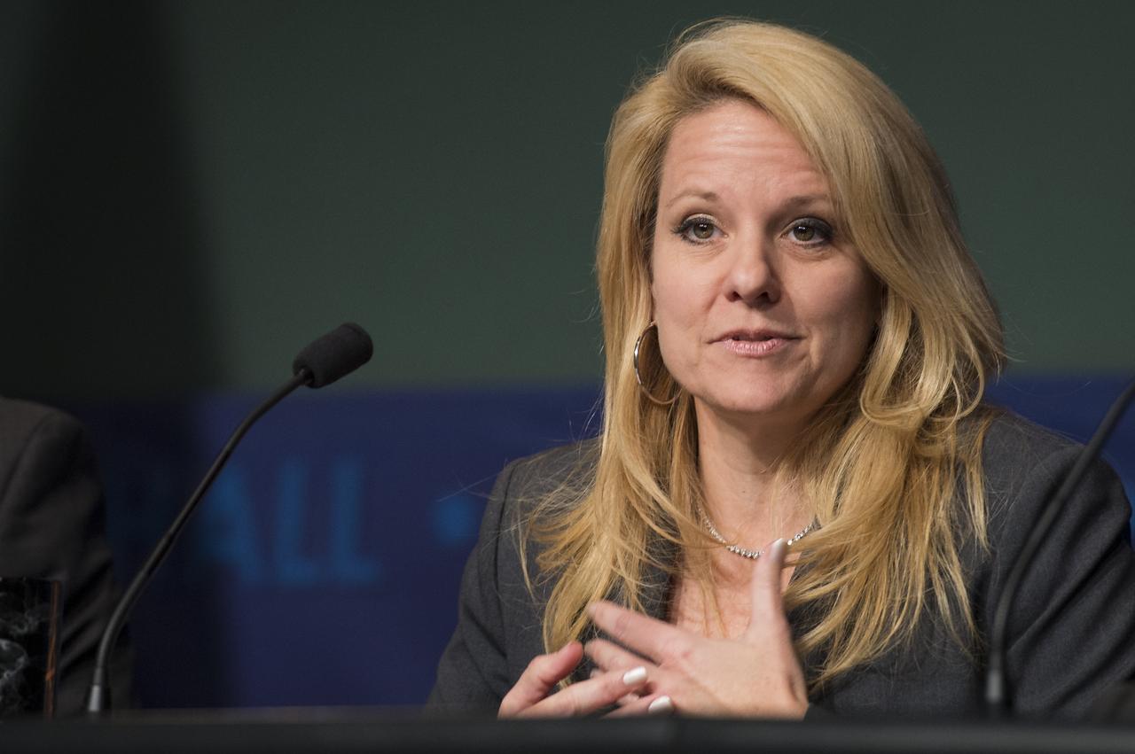 Gwynne Shotwell, President of SpaceX, delivers remarks panel discussion on the Commercial Orbital Transportation Services (COTS) initiative at NASA Headquarters in Washington on Wednesday, November 13, 2013. Through COTS, NASA's partners Space Exploration Technologies Corp. (SpaceX) and Orbital Sciences Corp., developed new U.S. rockets and spacecraft, launched from U.S. soil, capable of transporting cargo to low-Earth orbit and the International Space Station. Photo Credit: (NASA/Jay Westcott)