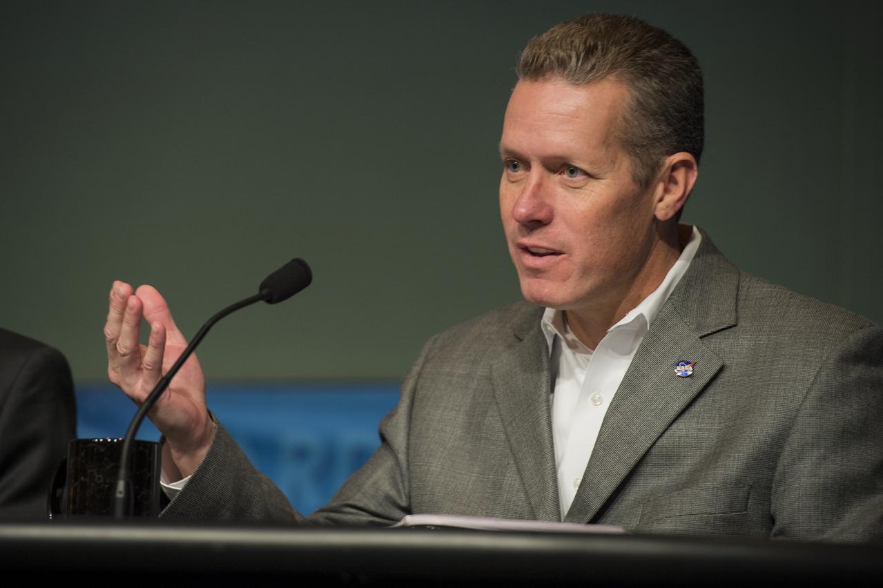 Phil McAlister, Director of Commercial Spaceflight Development at NASA, delivers remarks panel discussion on the Commercial Orbital Transportation Services (COTS) initiative at NASA Headquarters in Washington on Wednesday, November 13, 2013. Through COTS, NASA's partners Space Exploration Technologies Corp. (SpaceX) and Orbital Sciences Corp., developed new U.S. rockets and spacecraft, launched from U.S. soil, capable of transporting cargo to low-Earth orbit and the International Space Station. Photo Credit: (NASA/Jay Westcott)