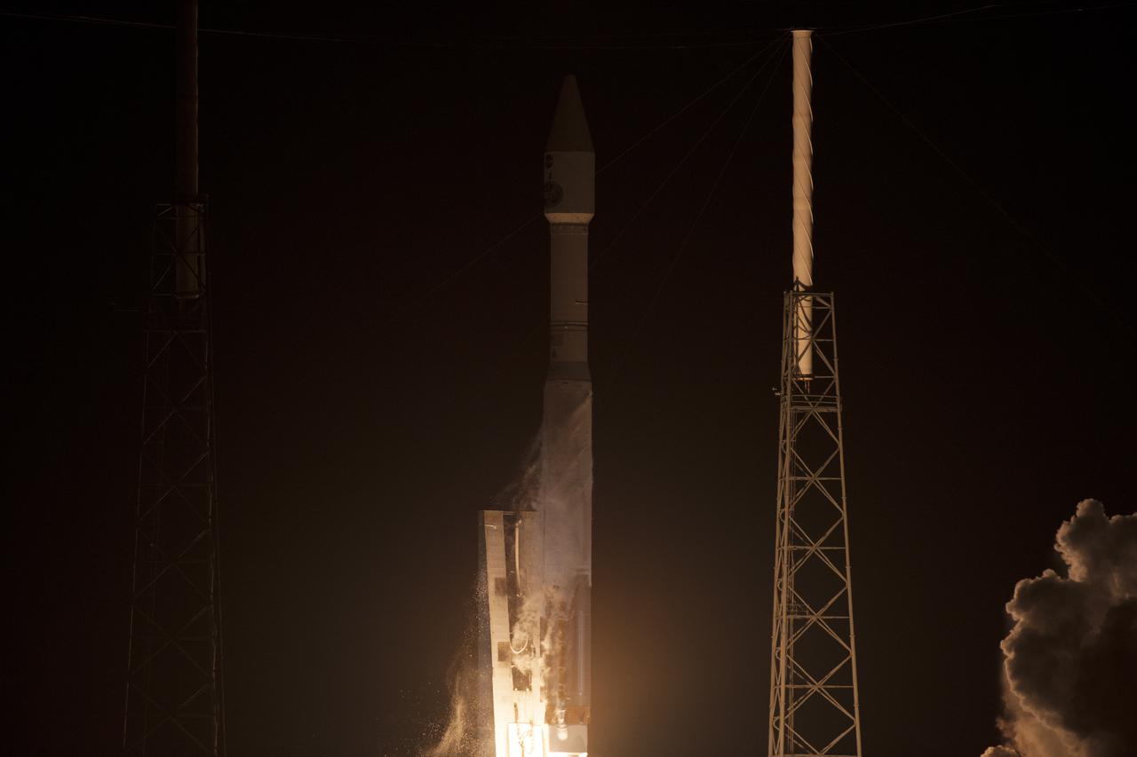 CAPE CANAVERAL, Fla. -- The United Launch Alliance Atlas V rocket carrying NASA's Tracking and Data Relay Satellite, or TDRS-L, rises off Space Launch Complex 41 on Cape Canaveral Air Force Station in Florida. Launch was at 9:33 p.m. EST Jan. 23 during a 40-minute launch window. The TDRS-L spacecraft is the second of three new satellites designed to ensure vital operational continuity for NASA by expanding the lifespan of the Tracking and Data Relay Satellite System TDRSS fleet, which consists of eight satellites in geosynchronous orbit. The spacecraft provide tracking, telemetry, command and high-bandwidth data return services for numerous science and human exploration missions orbiting Earth. These include NASA's Hubble Space Telescope and the International Space Station. TDRS-L has a high-performance solar panel designed for more spacecraft power to meet the growing S-band communications requirements. TDRSS is one of three NASA Space Communication and Navigation SCaN networks providing space communications to NASA’s missions. For more information more about TDRS-L, visit http:__www.nasa.gov_tdrs. To learn more about SCaN, visit www.nasa.gov_scan. Photo credit: NASA_George Roberts