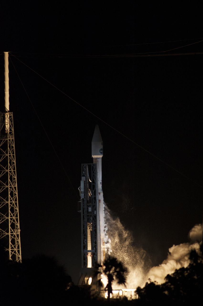 CAPE CANAVERAL, Fla. -- An exhaust plume forms at Space Launch Complex 41 on Cape Canaveral Air Force Station in Florida as the engines ignite under the United Launch Alliance Atlas V rocket carrying NASA's Tracking and Data Relay Satellite, or TDRS-L, to Earth orbit. Launch was at 9:33 p.m. EST Jan. 23 during a 40-minute launch window. The TDRS-L spacecraft is the second of three new satellites designed to ensure vital operational continuity for NASA by expanding the lifespan of the Tracking and Data Relay Satellite System TDRSS fleet, which consists of eight satellites in geosynchronous orbit. The spacecraft provide tracking, telemetry, command and high-bandwidth data return services for numerous science and human exploration missions orbiting Earth. These include NASA's Hubble Space Telescope and the International Space Station. TDRS-L has a high-performance solar panel designed for more spacecraft power to meet the growing S-band communications requirements. TDRSS is one of three NASA Space Communication and Navigation SCaN networks providing space communications to NASA’s missions. For more information more about TDRS-L, visit http:__www.nasa.gov_tdrs. To learn more about SCaN, visit www.nasa.gov_scan. Photo credit: NASA_Kevin O'Connell