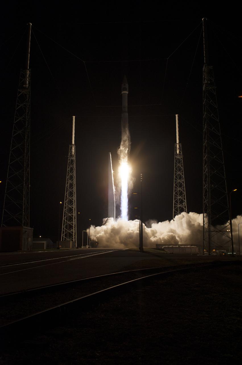 CAPE CANAVERAL, Fla. – The United Launch Alliance Atlas V rocket lifts off from Space Launch Complex 41 at Cape Canaveral Air Force Station carrying NASA's Tracking and Data Relay Satellite, or TDRS-L, spacecraft to Earth orbit. Liftoff was at 9:33 p.m. EST. The TDRS-L spacecraft is the second of three new satellites designed to ensure vital operational continuity for NASA by expanding the lifespan of the Tracking and Data Relay Satellite System TDRSS fleet, which consists of eight satellites in geosynchronous orbit. The spacecraft provide tracking, telemetry, command and high bandwidth data return services for numerous science and human exploration missions orbiting Earth. These include NASA's Hubble Space Telescope and the International Space Station. TDRS-L has a high-performance solar panel designed for more spacecraft power to meet the growing S-band communications requirements. TDRSS is one of NASA Space Communication and Navigation’s SCaN three networks providing space communications to NASA’s missions. For more information more about TDRS-L, visit: http:__www.nasa.gov_tdrs To learn more about SCaN, visit: www.nasa.gov_scan Photo credit: NASA_Tony Gray and Sandy Joseph