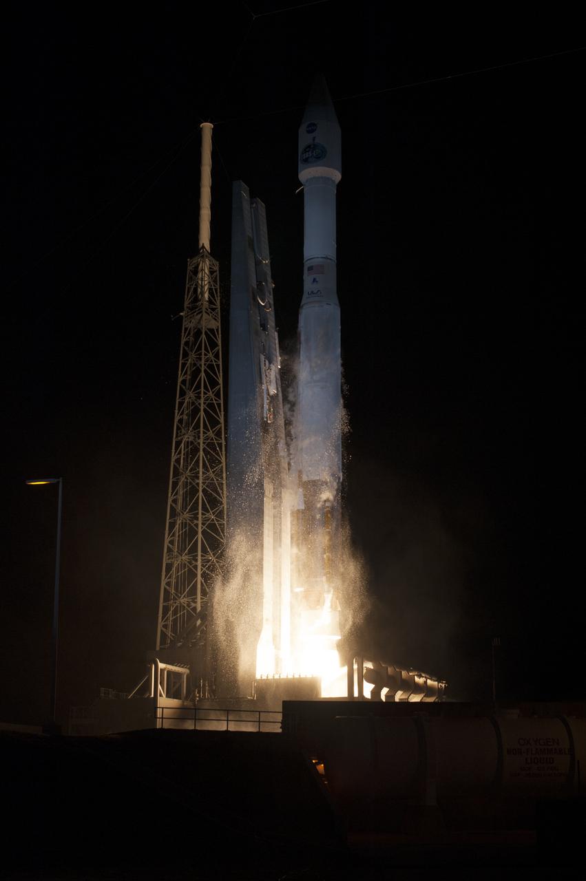 CAPE CANAVERAL, Fla. – The United Launch Alliance Atlas V rocket lifts off from Space Launch Complex 41 at Cape Canaveral Air Force Station carrying NASA's Tracking and Data Relay Satellite, or TDRS-L, spacecraft to Earth orbit. Liftoff was at 9:33 p.m. EST. The TDRS-L spacecraft is the second of three new satellites designed to ensure vital operational continuity for NASA by expanding the lifespan of the Tracking and Data Relay Satellite System TDRSS fleet, which consists of eight satellites in geosynchronous orbit. The spacecraft provide tracking, telemetry, command and high bandwidth data return services for numerous science and human exploration missions orbiting Earth. These include NASA's Hubble Space Telescope and the International Space Station. TDRS-L has a high-performance solar panel designed for more spacecraft power to meet the growing S-band communications requirements. TDRSS is one of NASA Space Communication and Navigation’s SCaN three networks providing space communications to NASA’s missions. For more information more about TDRS-L, visit: http:__www.nasa.gov_tdrs To learn more about SCaN, visit: www.nasa.gov_scan Photo credit: NASA_Tony Gray and Sandy Joseph