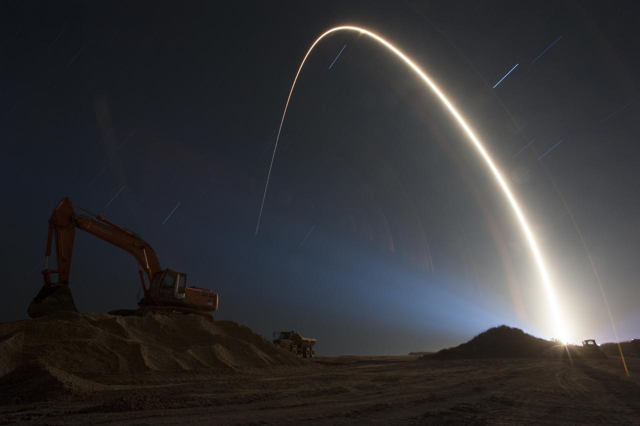 CAPE CANAVERAL, Fla. – In this time lapse photograph, a United Launch Alliance Atlas V rocket lifts off from Space Launch Complex 41 illuminating a beach restoration site at NASA's Kennedy Space Center in Florida. Liftoff was at 9:33 p.m. EST boosting the agency's Tracking and Data Relay Satellite, or TDRS-L, spacecraft to Earth orbit.   The TDRS-L spacecraft is the second of three new satellites designed to ensure vital operational continuity for NASA by expanding the lifespan of the Tracking and Data Relay Satellite System TDRSS fleet, which consists of eight satellites in geosynchronous orbit. The spacecraft provide tracking, telemetry, command and high bandwidth data return services for numerous science and human exploration missions orbiting Earth. These include NASA's Hubble Space Telescope and the International Space Station. TDRS-L has a high-performance solar panel designed for more spacecraft power to meet the growing S-band communications requirements. TDRSS is one of NASA Space Communication and Navigation’s SCaN three networks providing space communications to NASA’s missions. For more information more about TDRS-L, visit: http:__www.nasa.gov_tdrs To learn more about SCaN, visit: www.nasa.gov_scan For more on beach restoration at Kennedy visit: http:__www.nasa.gov_centers_kennedy_about_sustainability_beach_erosion.html Photo credit: NASA_Tony Gray