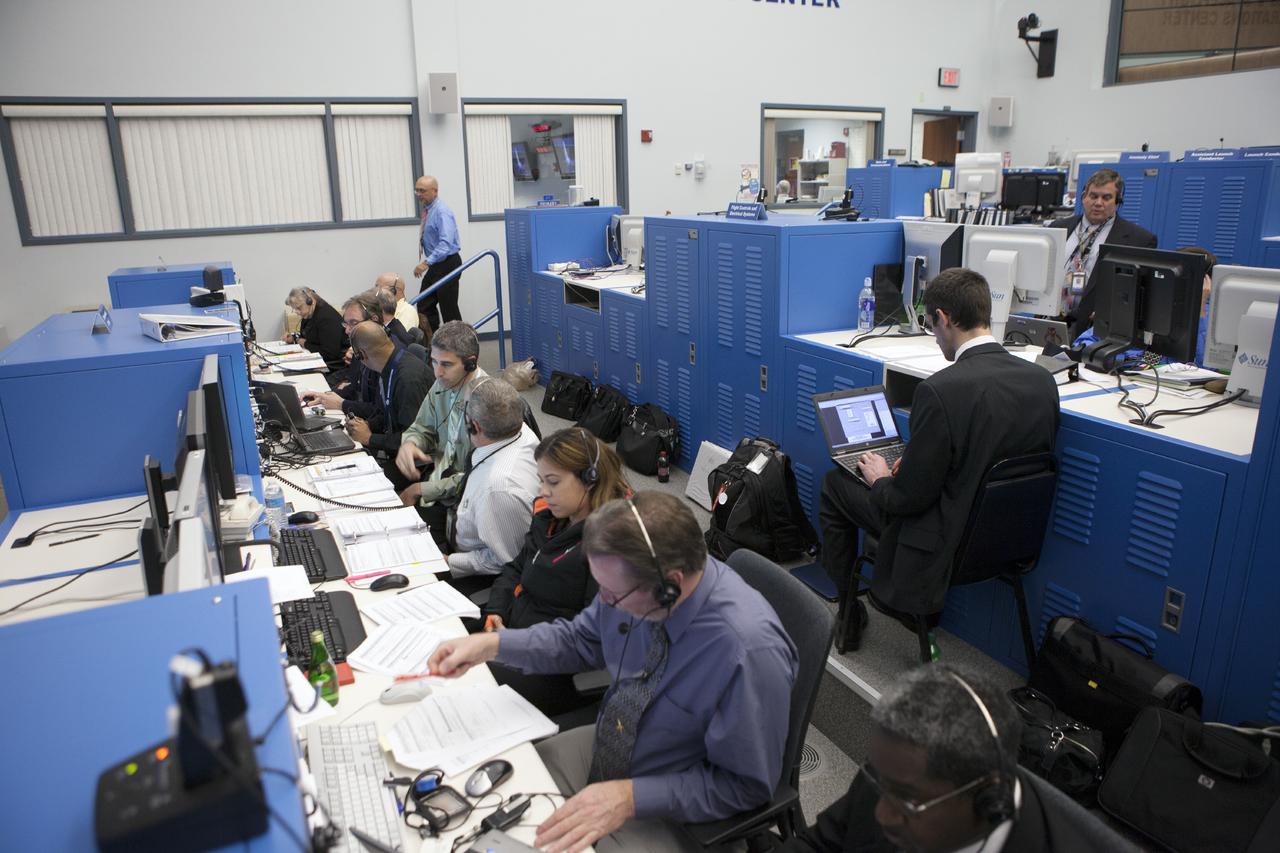 CAPE CANAVERAL, Fla. – At Cape Canaveral Air Force Station's Atlas V Spaceflight Operations Center NASA and contractor managers and engineers monitor progress of the countdown for the launch the agency's Tracking and Data Relay Satellite, or TDRS-L, spacecraft atop a United Launch Alliance Atlas V rocket.   The TDRS-L spacecraft is the second of three new satellites designed to ensure vital operational continuity for NASA by expanding the lifespan of the Tracking and Data Relay Satellite System TDRSS fleet, which consists of eight satellites in geosynchronous orbit. The spacecraft provide tracking, telemetry, command and high bandwidth data return services for numerous science and human exploration missions orbiting Earth. These include NASA's Hubble Space Telescope and the International Space Station. TDRS-L has a high-performance solar panel designed for more spacecraft power to meet the growing S-band communications requirements. TDRSS is one of NASA Space Communication and Navigation’s SCaN three networks providing space communications to NASA’s missions. For more information more about TDRS-L, visit: http:__www.nasa.gov_tdrs To learn more about SCaN, visit: www.nasa.gov_scan Photo credit: NASA_Kim Shiflett