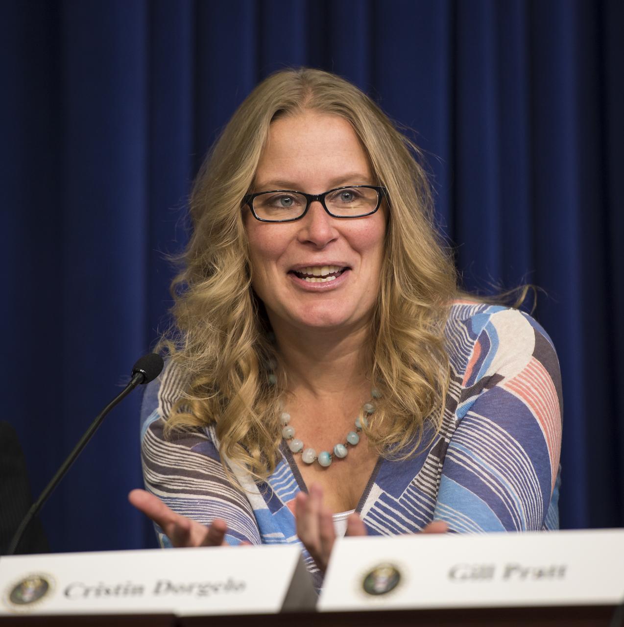 White House innovation expert Cristin Dorgelo speaks at the annual White House State of Science, Technology, Engineering, and Math (SoSTEM) address, Wednesday, Jan. 29, 2014, in the South Court Auditorium in the Eisenhower Executive Office Building on the White House complex in Washington. Photo Credit: (NASA/Bill Ingalls)