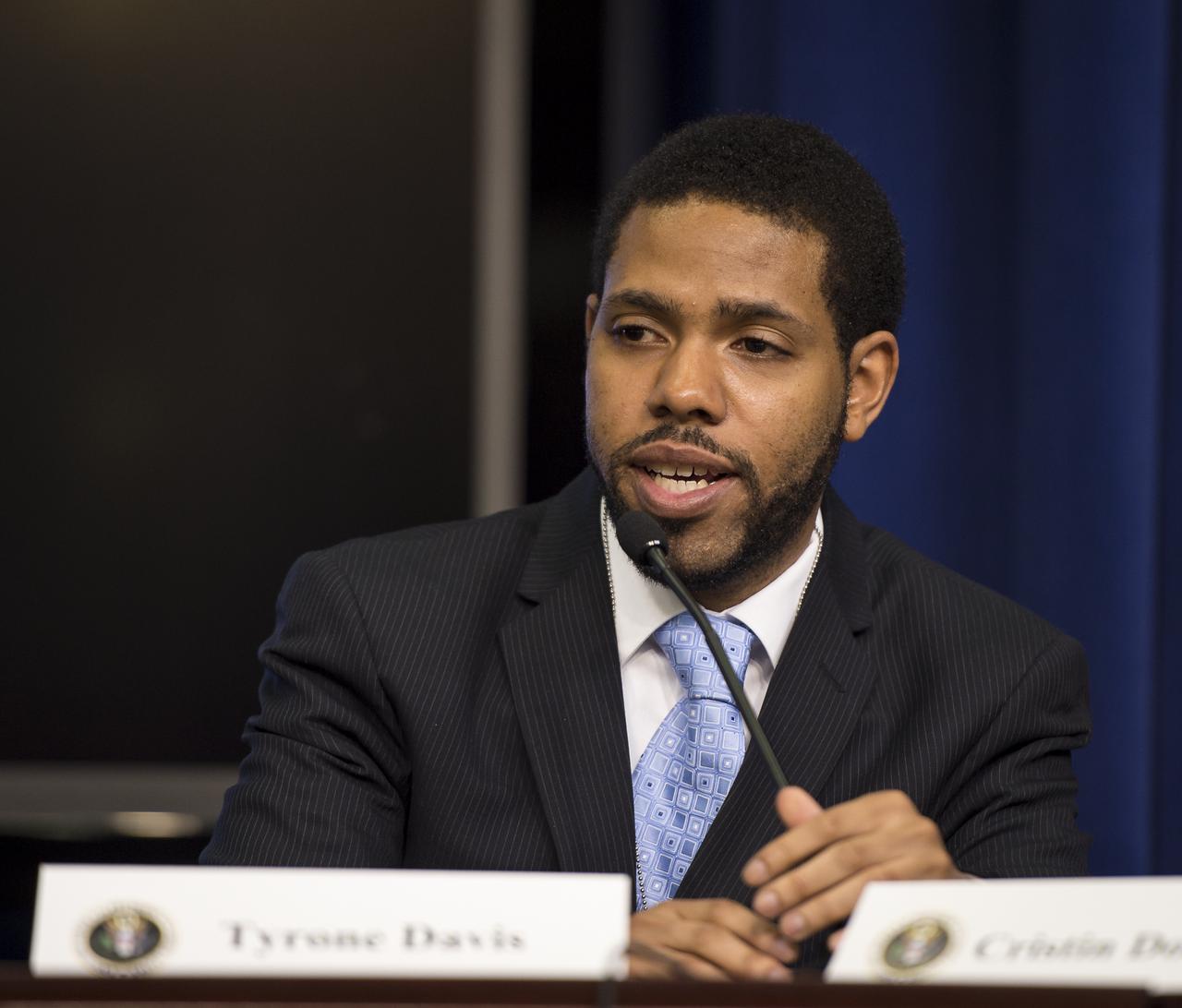 Environmentalist and third-year law student at Elon University School of Law Tyrone Davis speaks at the annual White House State of Science, Technology, Engineering, and Math (SoSTEM) address, Wednesday, Jan. 29, 2014, in the South Court Auditorium in the Eisenhower Executive Office Building on the White House complex in Washington. Photo Credit: (NASA/Bill Ingalls)