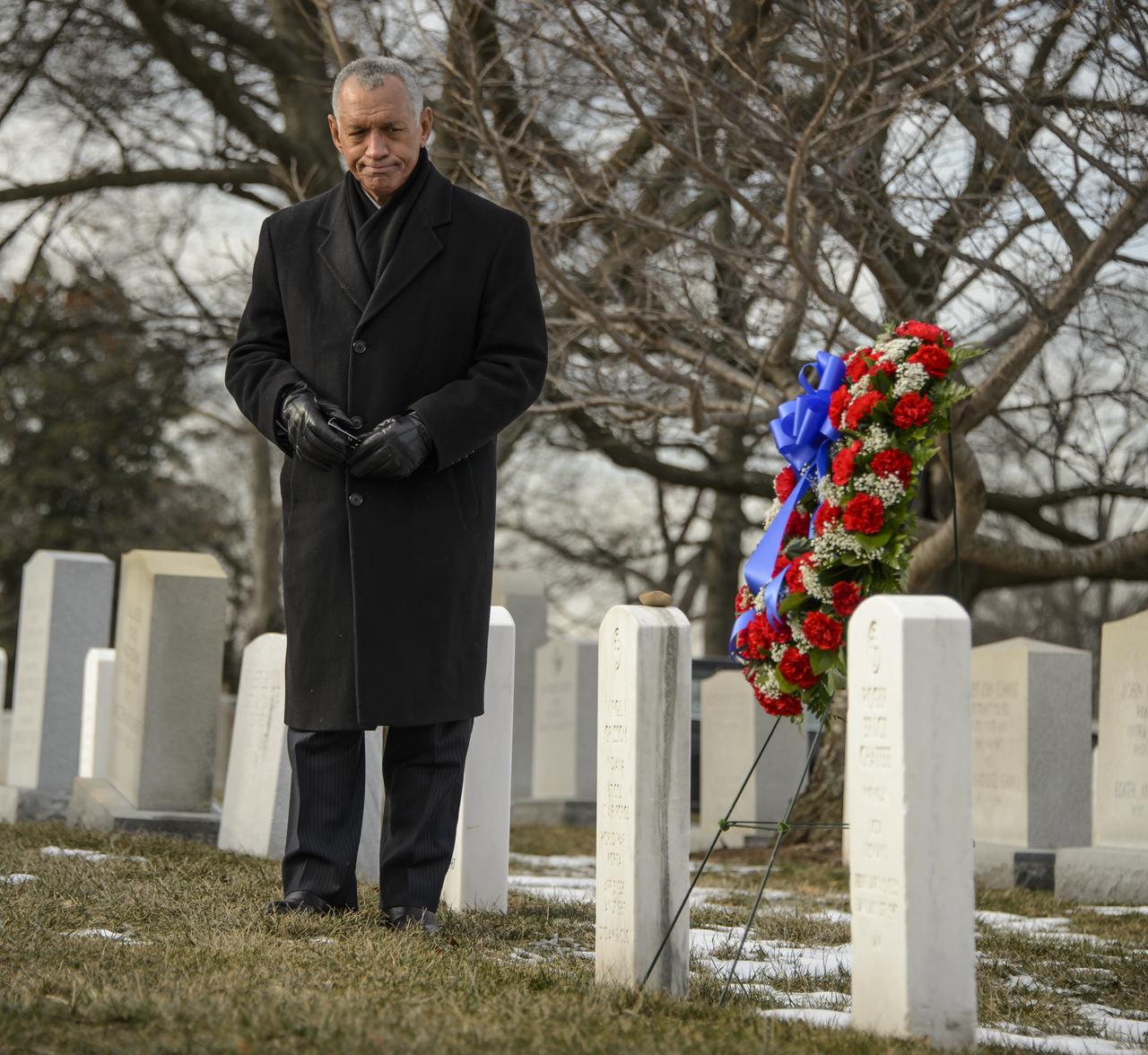 NASA Administrator Charles Bolden participates in a wreath laying ceremony as part of NASA's Day of Remembrance, Friday, Jan. 31, 2014, at Arlington National Cemetery. The wreaths were laid in memory of those men and women who lost their lives in the quest for space exploration. Photo Credit: (NASA/Bill Ingalls)