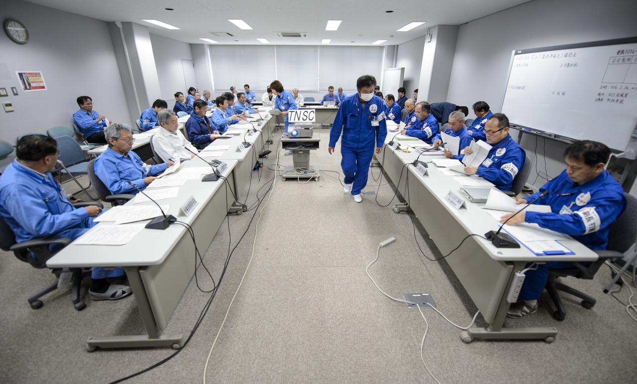 Chief officers from Mitsubishi Heavy Industries, Ltd., the Japan Aerospace Exploration Agency (JAXA) and NASA met on Wednesday, Feb. 26, 2014 in the Range Control Center (RCC) of the Tanegashima Space Center, Japan, to review the readiness of the Global Precipitation Measurement (GPM) Core Observatory for launch. The spacecraft is scheduled to launch aboard an H-IIA rocket early on the morning of Feb. 28 Japan time. Once launched, the GPM spacecraft will collect information that unifies data from an international network of existing and future satellites to map global rainfall and snowfall every three hours.  Photo Credit: (NASA/Bill Ingalls)