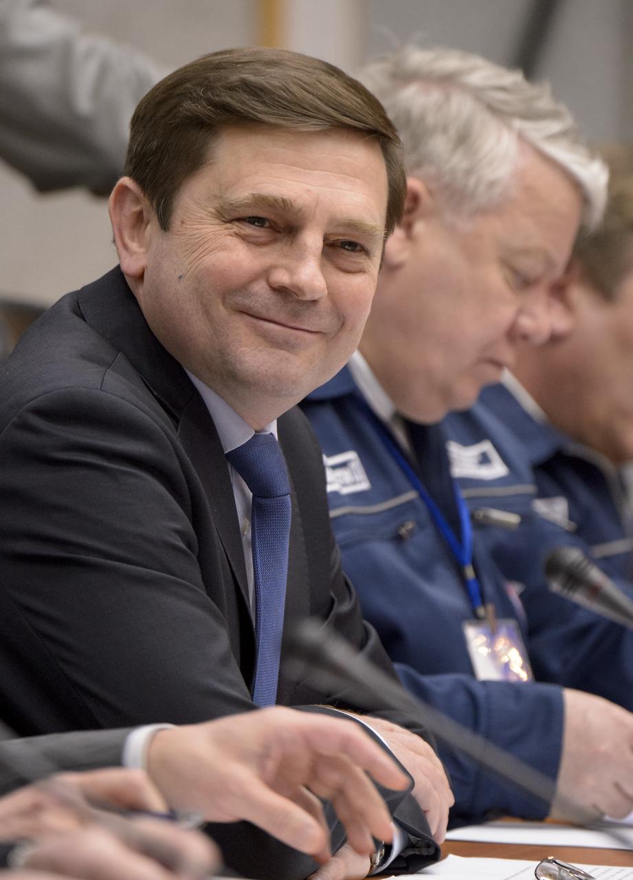 General Director of the Russian Federal Space Agency, Roscosmos, Oleg Ostapenko, as seen during the State Commission meeting to approve the Soyuz rocket launch of Expedition 39 Soyuz Commander Alexander Skvortsov of the Russian Federal Space Agency, Flight Engineer Steve Swanson of NASA, and Flight Engineer Oleg Artemyev of Roscosmos on a six month mission aboard the International Space Station, Monday, March 24, 2014 at the Cosmonaut Hotel in Baikonur, Kazakhstan. Photo Credit: (NASA/Bill Ingalls)