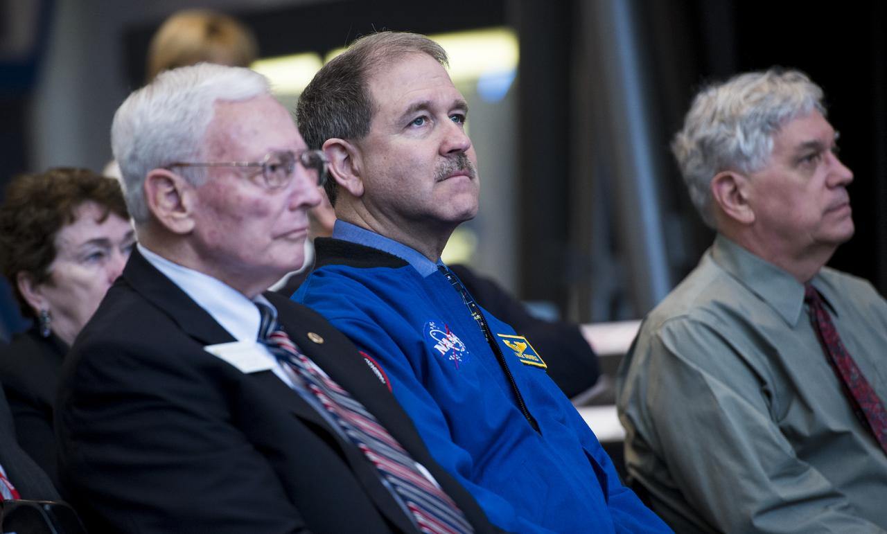 John Grunsfeld, NASA Associate Administrator for the Science Mission Directorate, is seen during during an event unveiling a new exhibit featuring Hubble's Corrective Optics Space Telescope Axial Replacement (COSTAR) and the Wide Field and Planetary Camera 2 (WFPC2)  on Wednesday, April 23, 2014 at the Smithsonian National Air and Space Museum in Washington, DC. Grunsfeld flew on three of space shuttle servicing missions to Hubble, including the fifth and final mission in 2009 which returned COSTAR and WFPC2 to Earth.  Photo Credit: (NASA/Joel Kowsky)