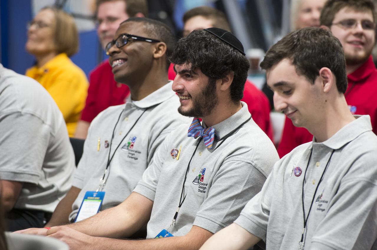Team Lore listens in the audience as NASA Administrator Charles Bolden speaks at the event to announce the winner of the Exploration Design Challenge. Team Lore was one of the semi-finalists in the challenge. The goal of the Exploration Design Challenge is for students to research and design ways to protect astronauts from space radiation. The winner of the challenge was announced on April 25, 2014 at the USA Science and Engineering Festival at the Washington Convention Center in Washington, DC. Photo Credit: (NASA/Aubrey Gemignani)