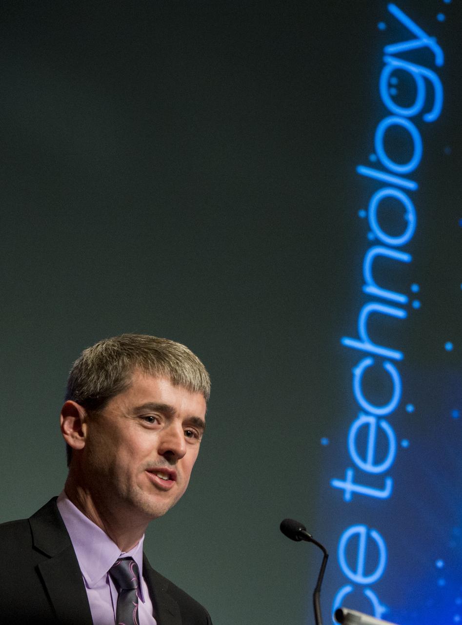 Randy Lillard, Program Executive for Technology Demonstration Missions of NASA's Space Technology Mission DIrectorate, speaks during an Exploration Forum showcasing NASA's human exploration path to Mars in the James E. Webb Auditorium at NASA Headquarters on Tuesday, April 29, 2014. Photo Credit: (NASA/Joel Kowsky)