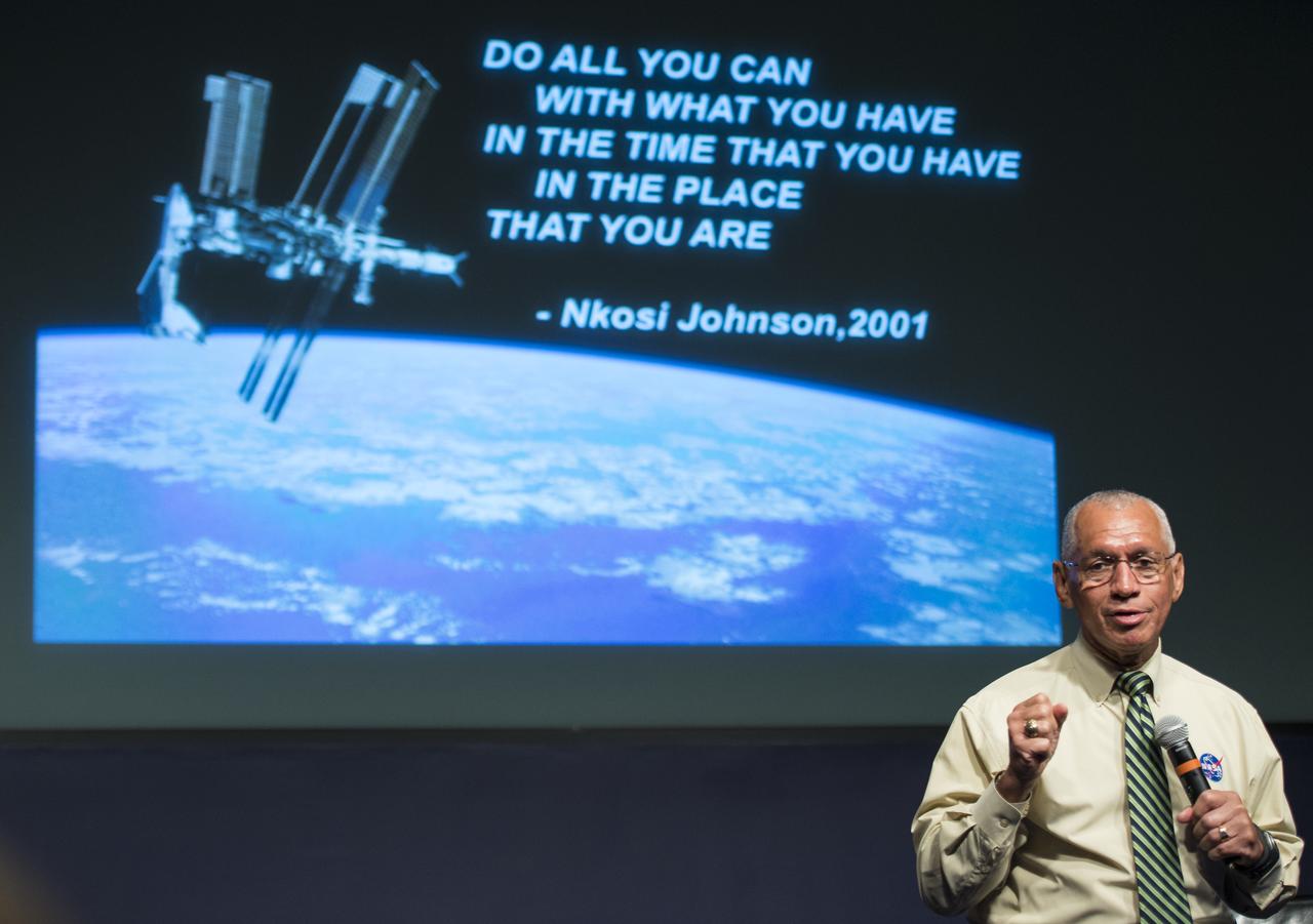 NASA Administrator Charles Bolden speaks to students from Mapletown Jr/Sr High School and Margaret Bell Middle School during the NASA Hubble Space Telescope (HST) Research Project Capstone Event in the James E. Webb Auditorium at NASA Headquarters on Monday, May 5, 2014. Administrator Bolden spoke about his involvement with the Hubble Space Telescope and took questions from the students. Photo Credit: (NASA/Joel Kowsky)